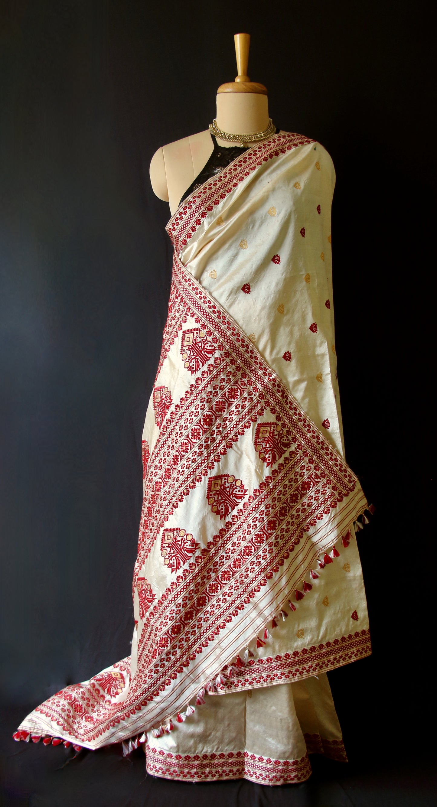 Light Golden Handloom Tassar by Mulberry silk Saree from Assam ,
