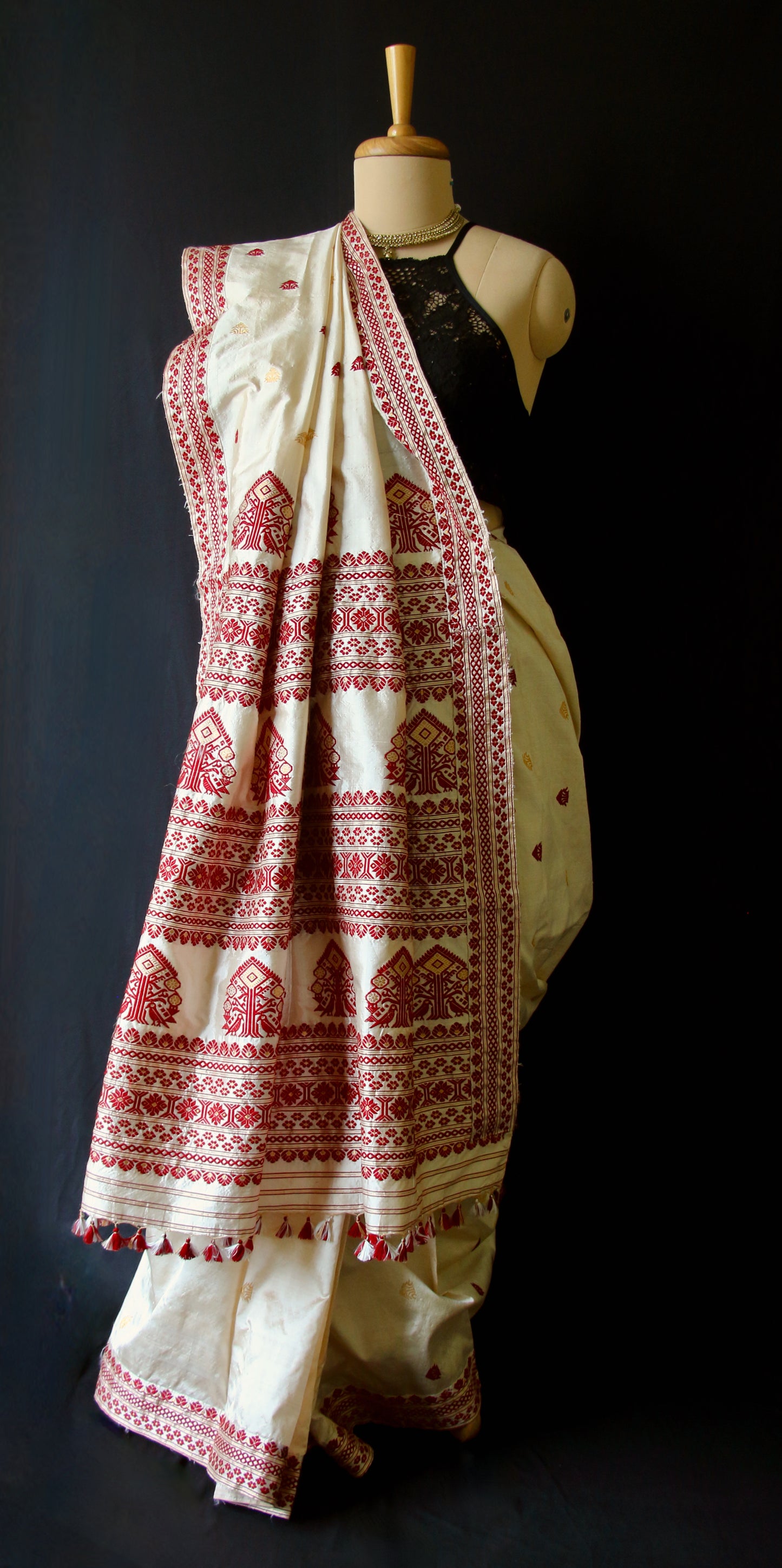 Light Golden Handloom Tassar by Mulberry silk Saree from Assam ,