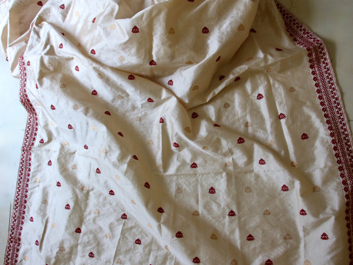 Light Golden Handloom Tassar by Mulberry silk Saree from Assam ,