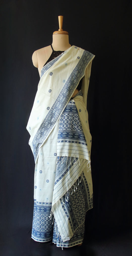 Natural Off White Colour Eri Silk  Mekhela Chador