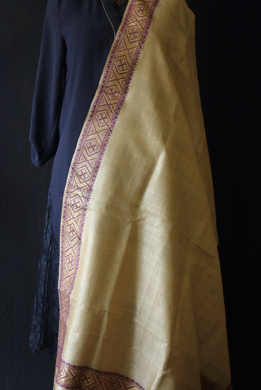 Handloom Muga Silk Shawl / Dupatta - Made To Order