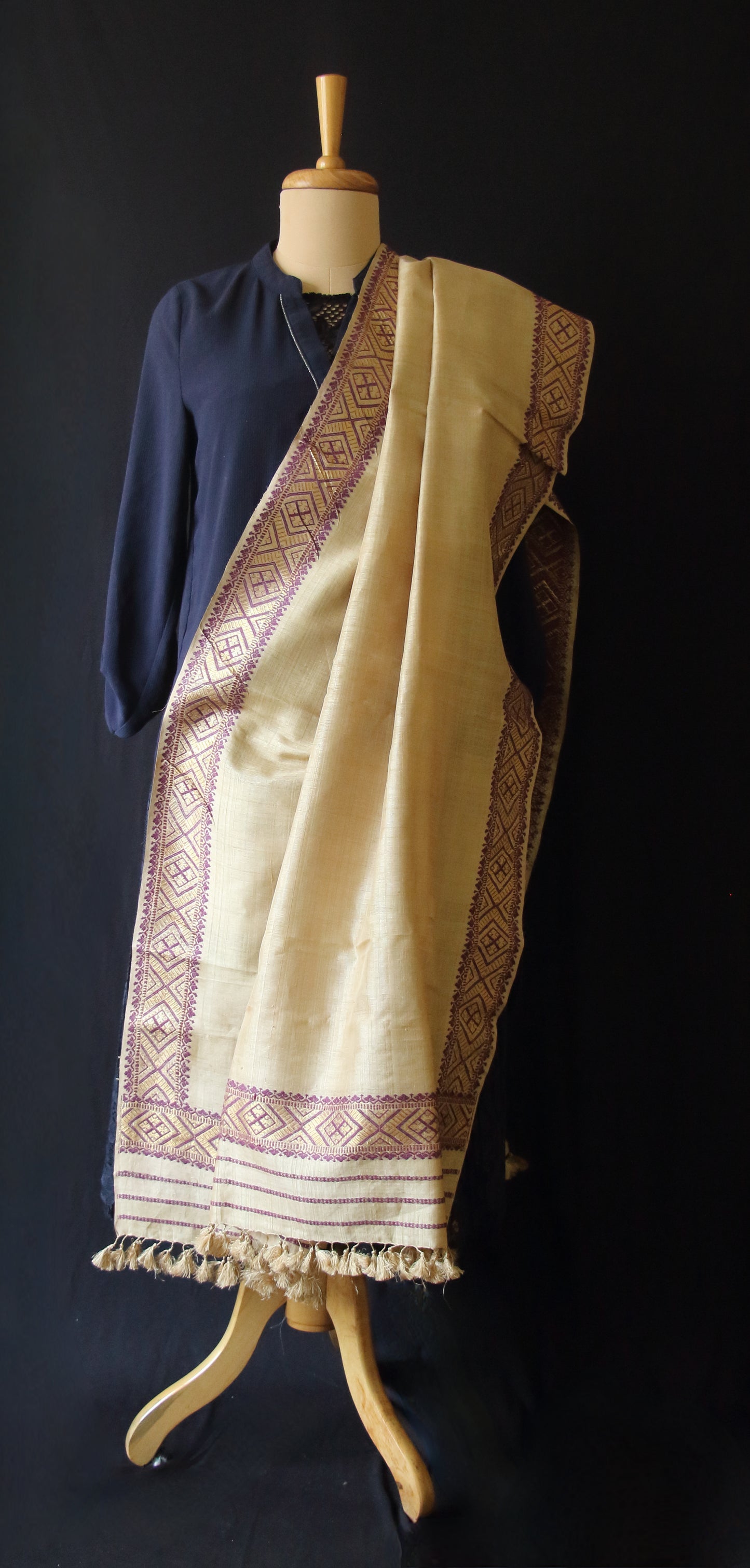 Handloom Muga Silk Shawl / Dupatta - Made To Order