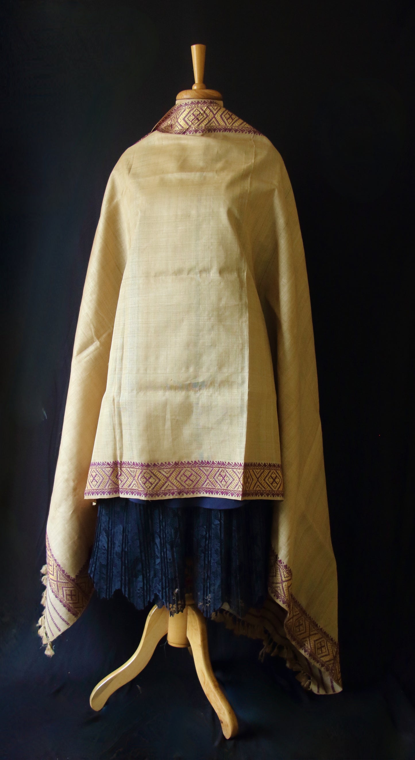 Handloom Muga Silk Shawl / Dupatta - Made To Order