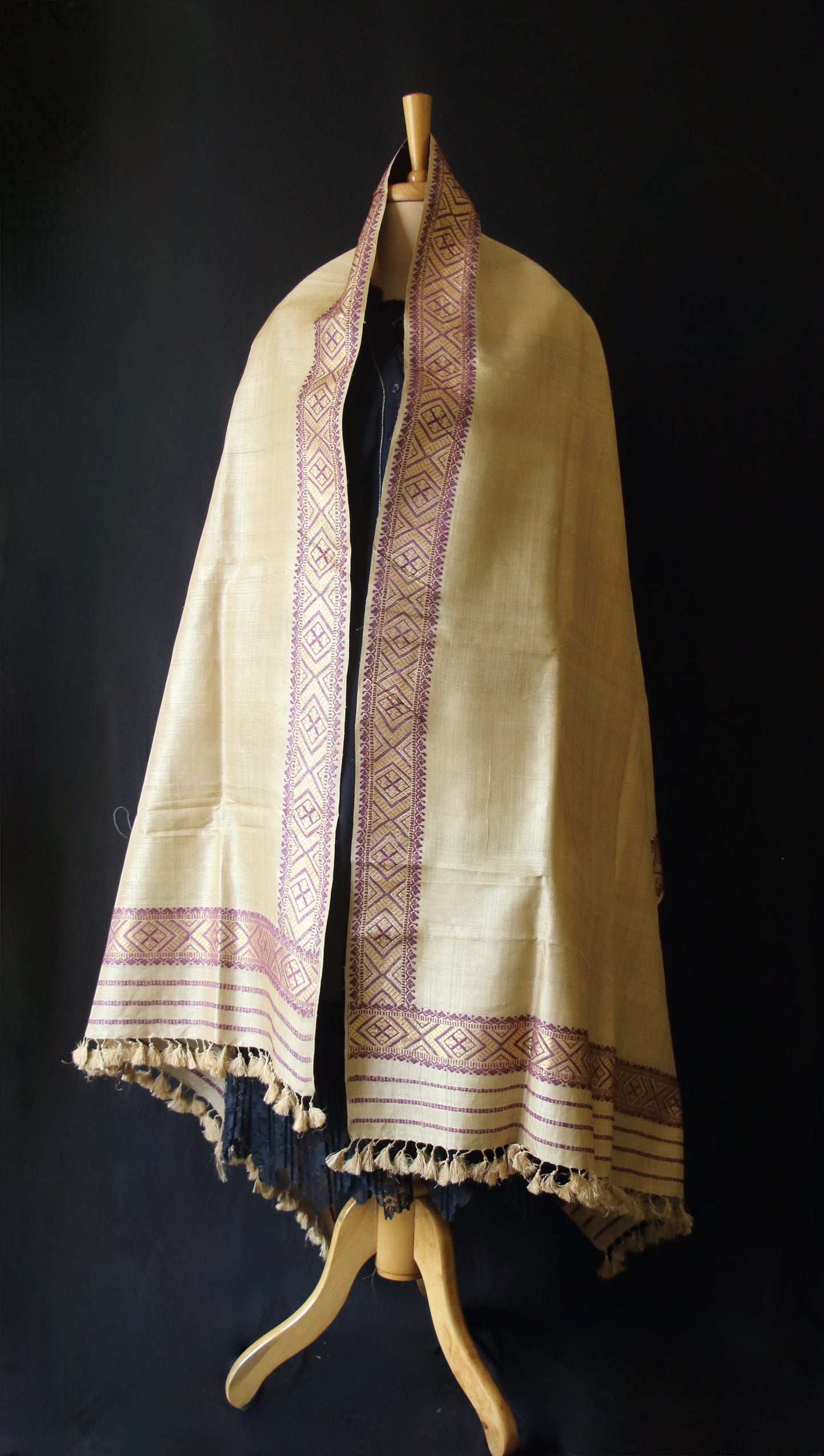 Handloom Muga Silk Shawl / Dupatta - Made To Order