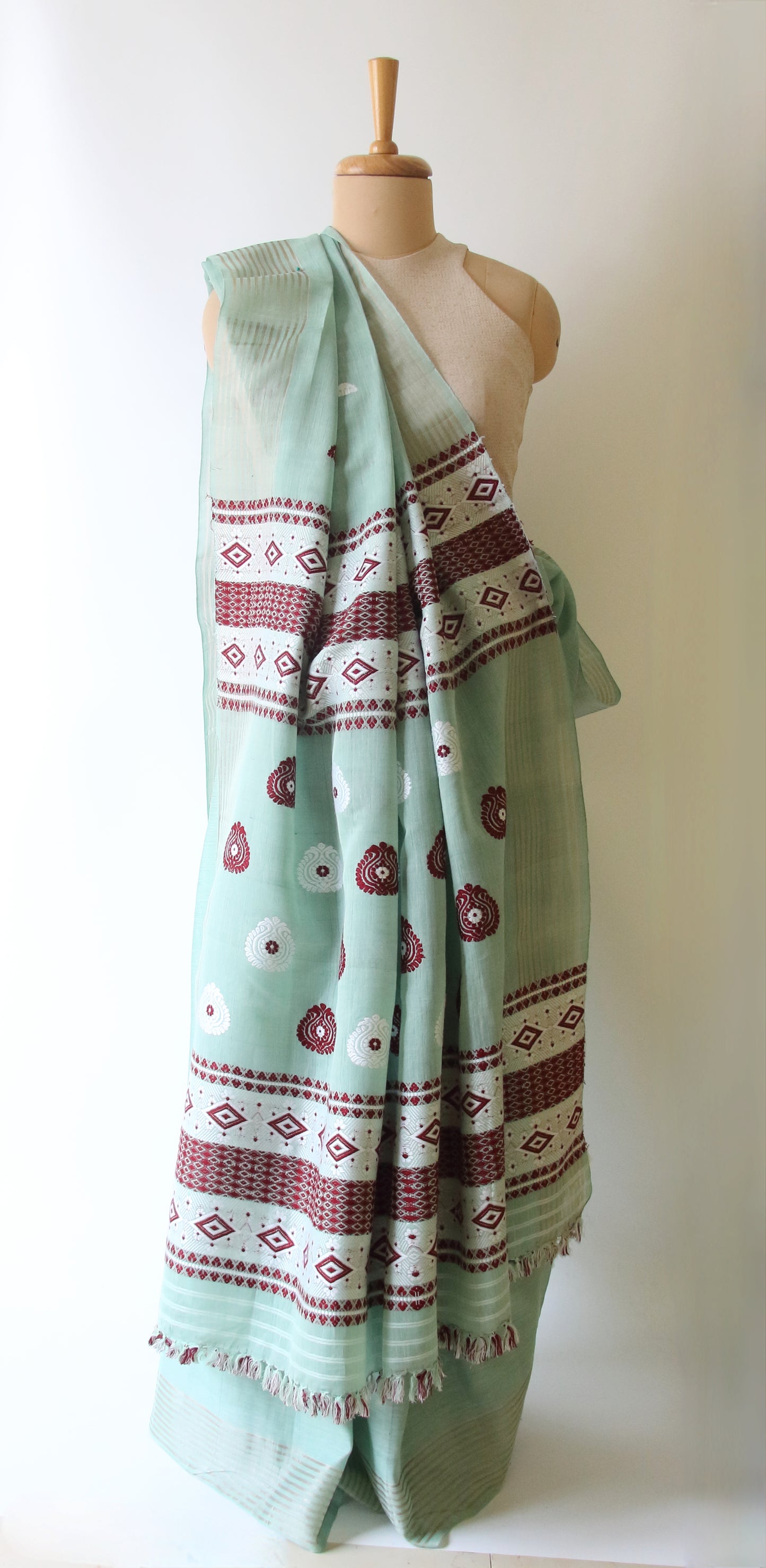 Pista Green Handloom Cotton Silk Saree