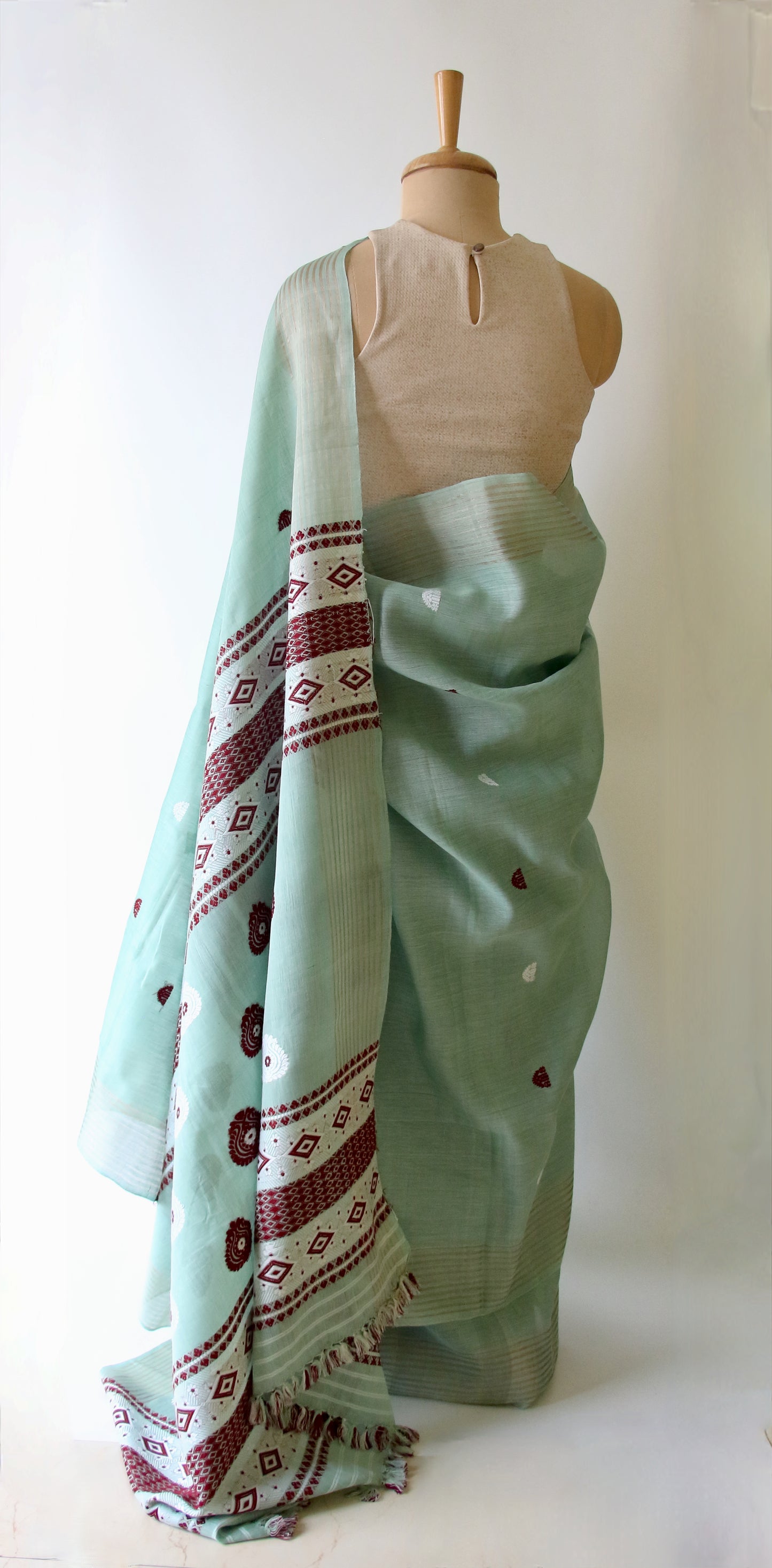 Pista Green Handloom Cotton Silk Saree