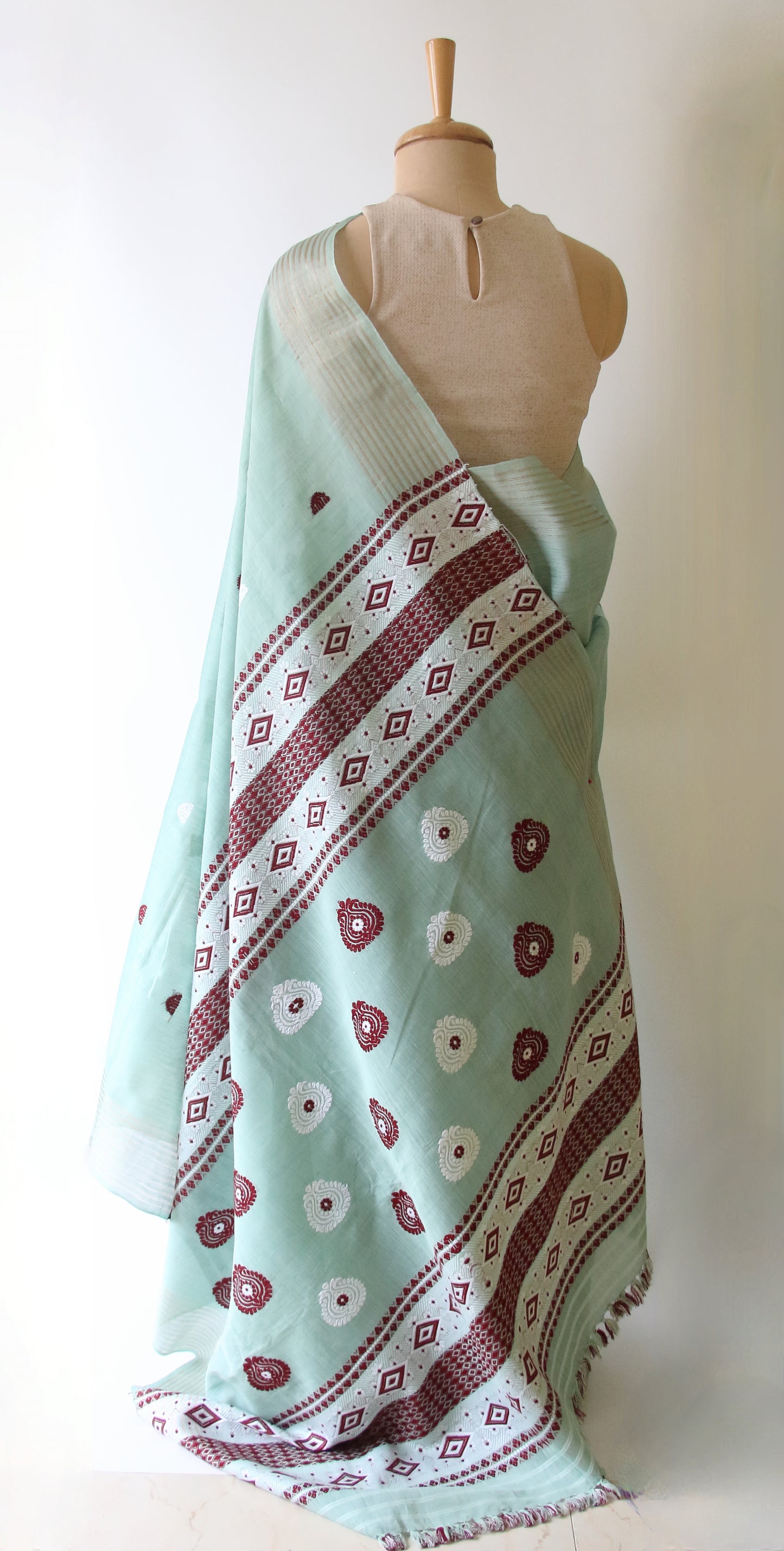 Pista Green Handloom Cotton Silk Saree