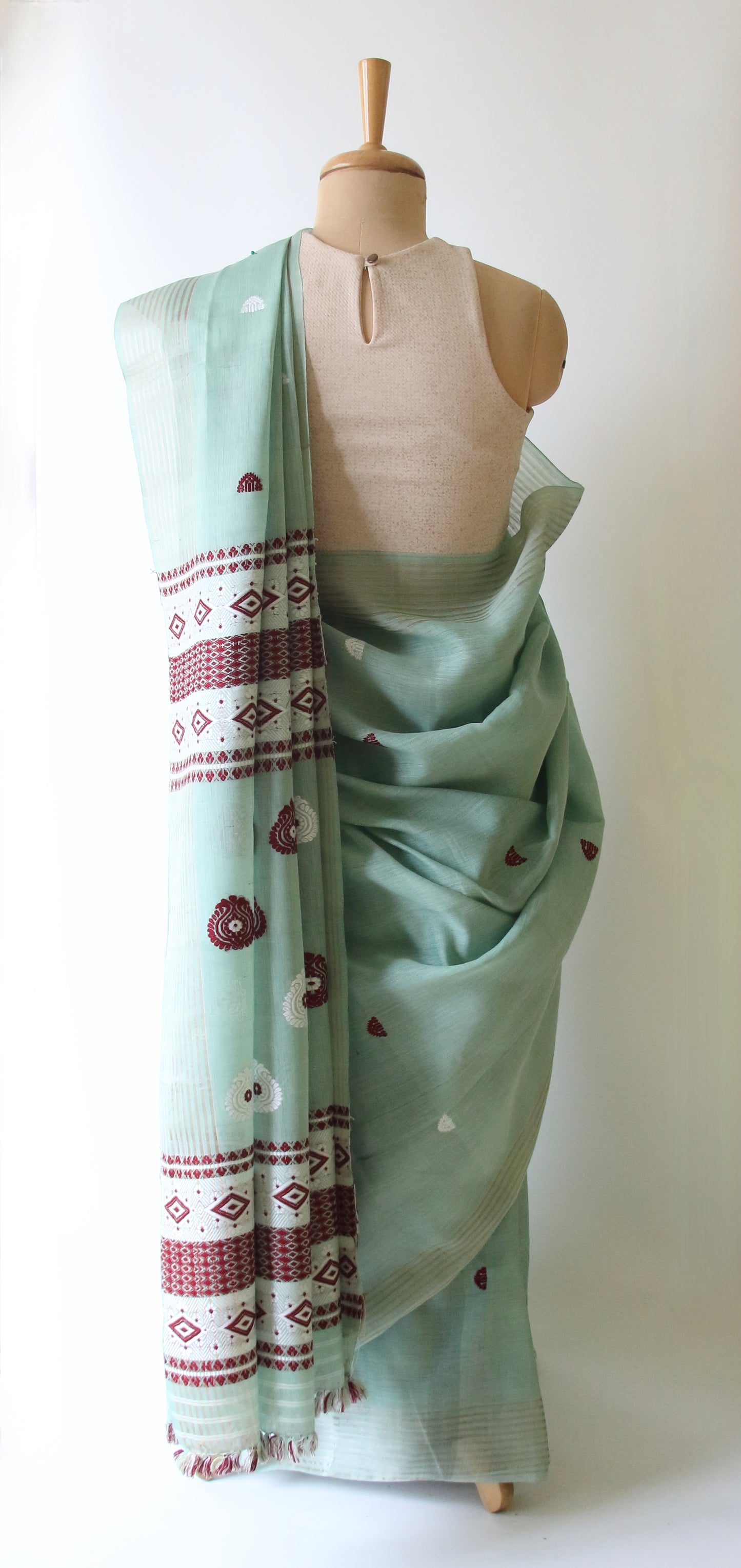 Pista Green Handloom Cotton Silk Saree