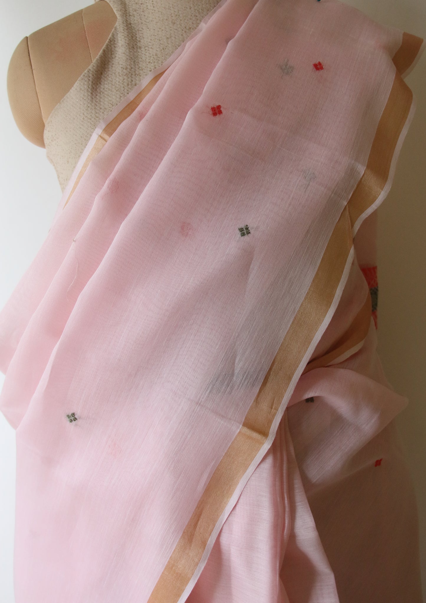 Light Pink Handloom Cotton Silk Saree