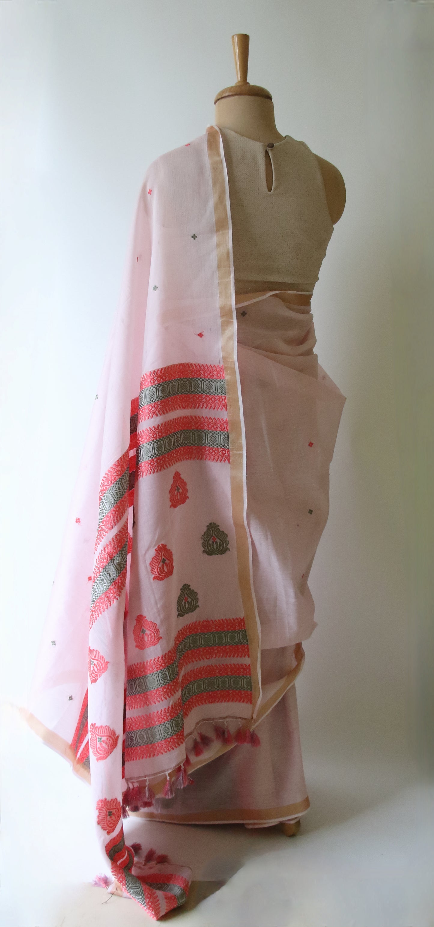 Light Pink Handloom Cotton Silk Saree