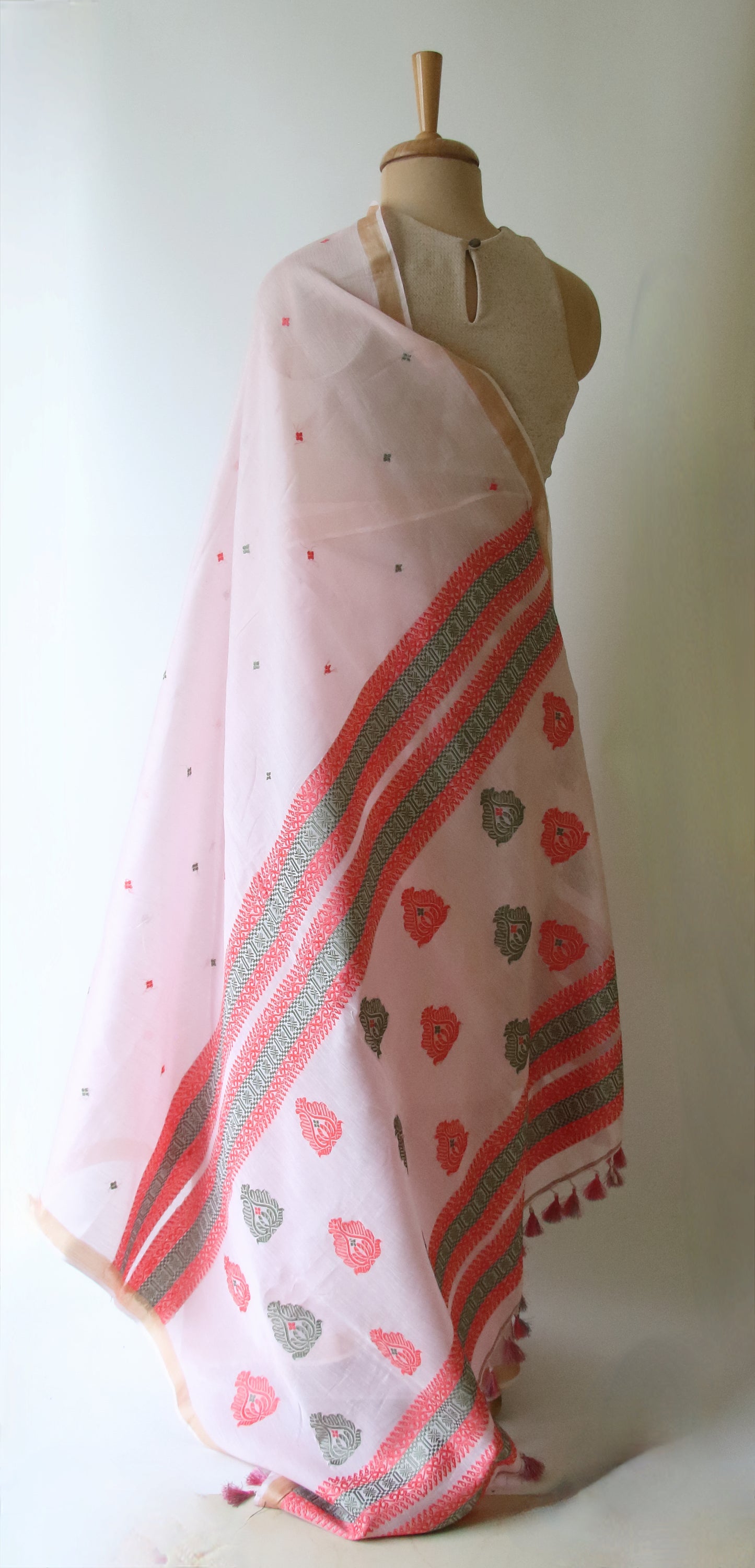 Light Pink Handloom Cotton Silk Saree