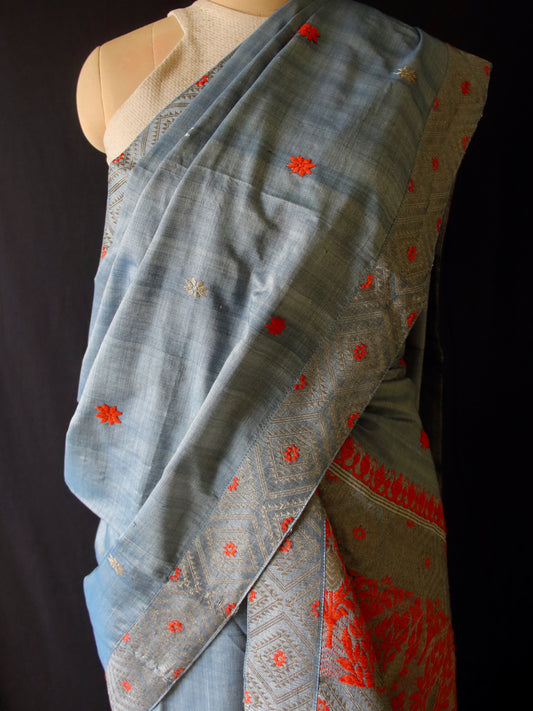 Narural Dyed Eri Silk Mekhela Chador Set