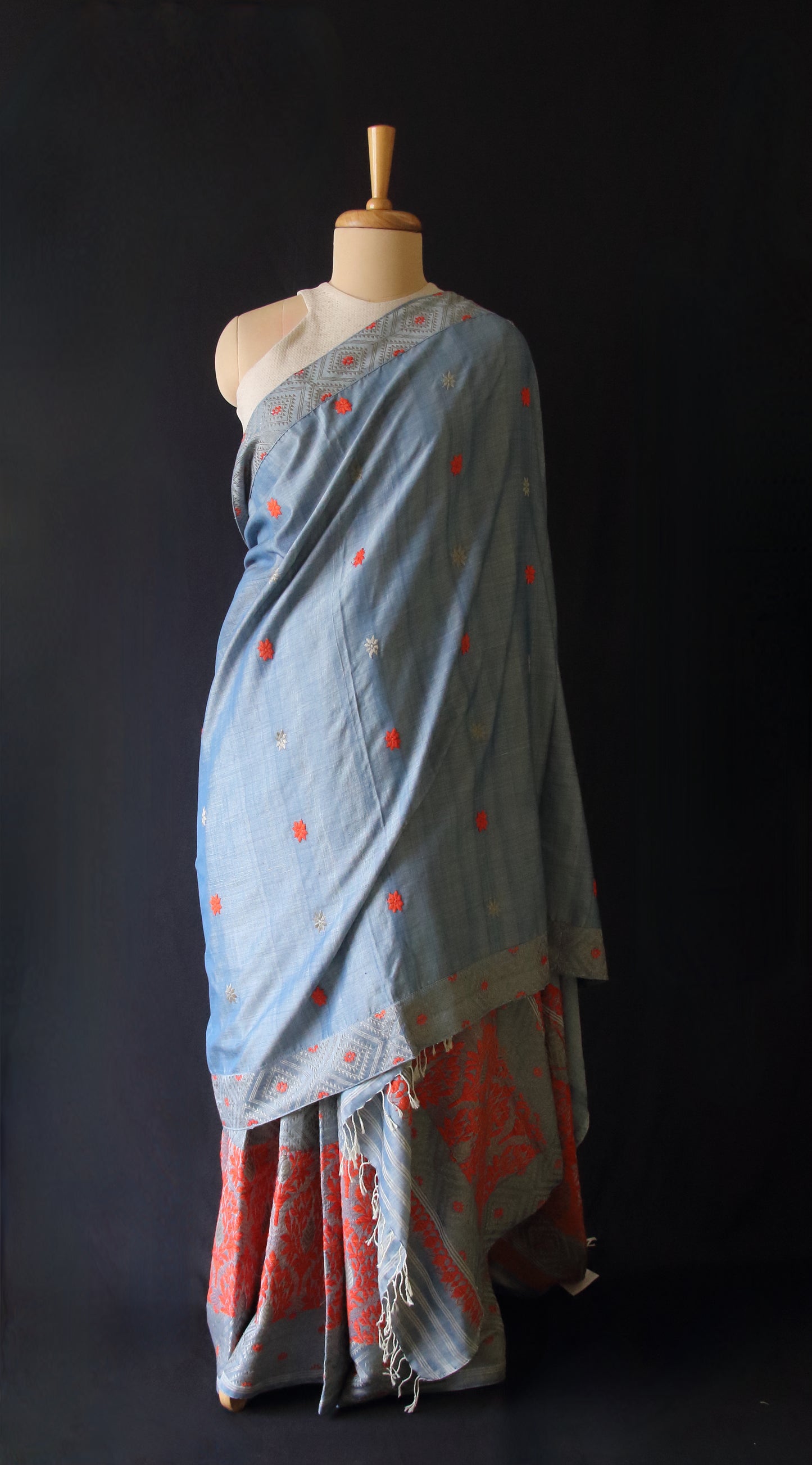 Narural Dyed Eri Silk Mekhela Chador Set