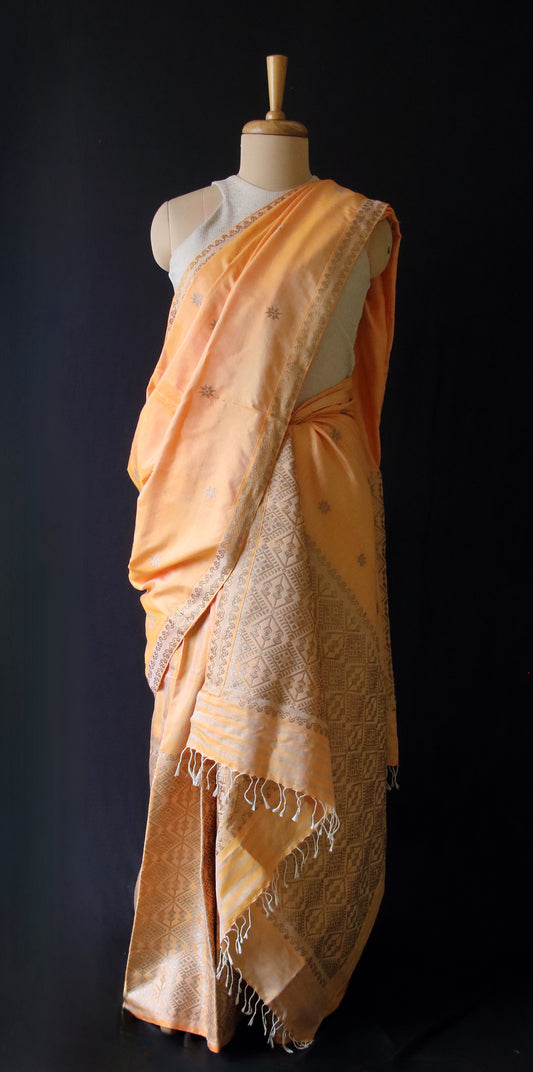Narural Dyed Eri Silk Mekhela Chador Set