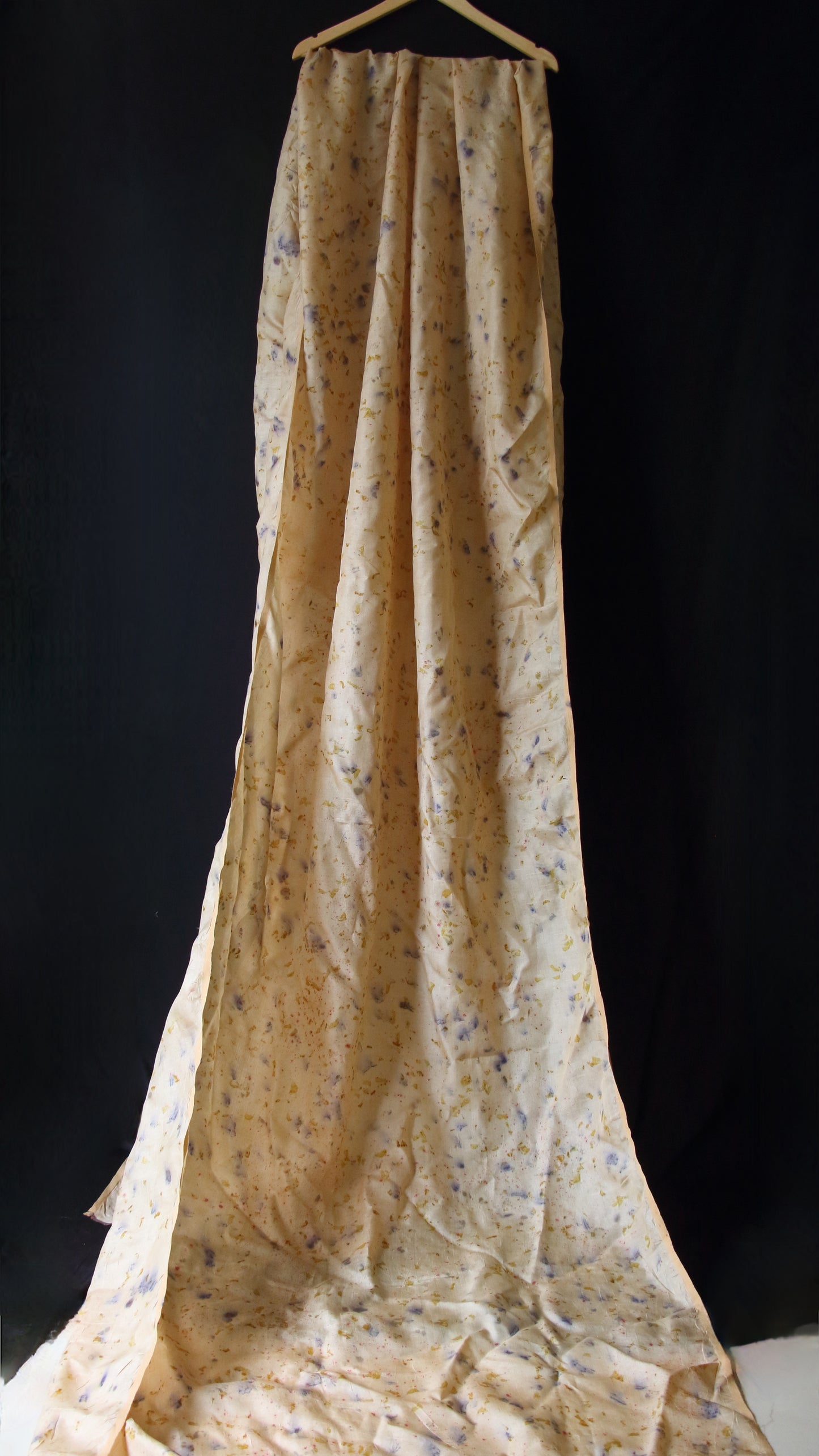 Eco Print Handwoven Hundred percent Tassar Silk fabric  - width 43"  3 Meters