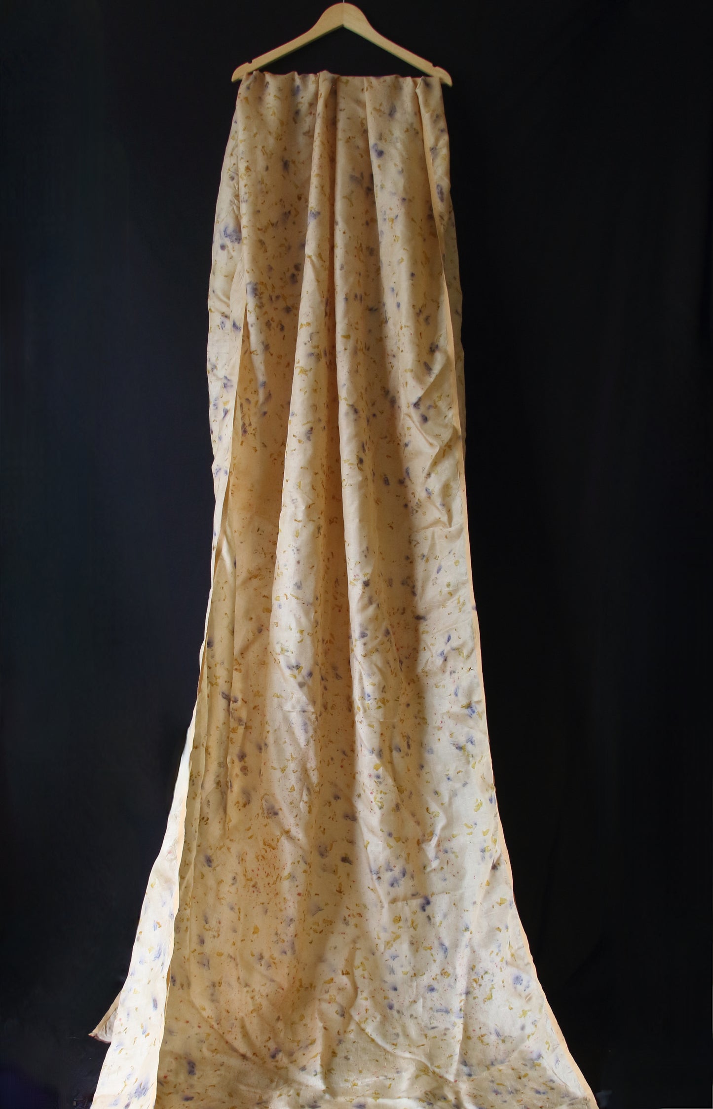 Eco Print Handwoven Hundred percent Tassar Silk fabric  - width 43"  3 Meters