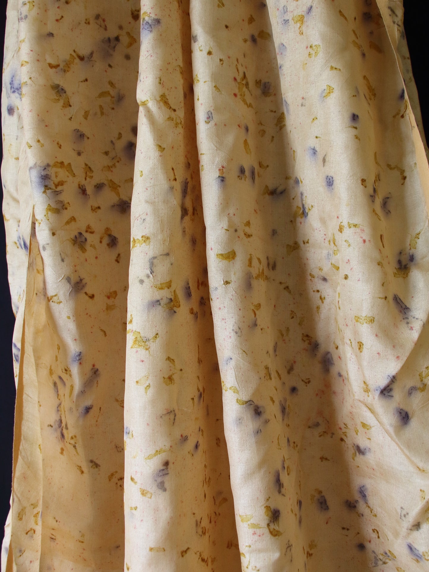 Eco Print Handwoven Hundred percent Tassar Silk fabric  - width 43"  3 Meters