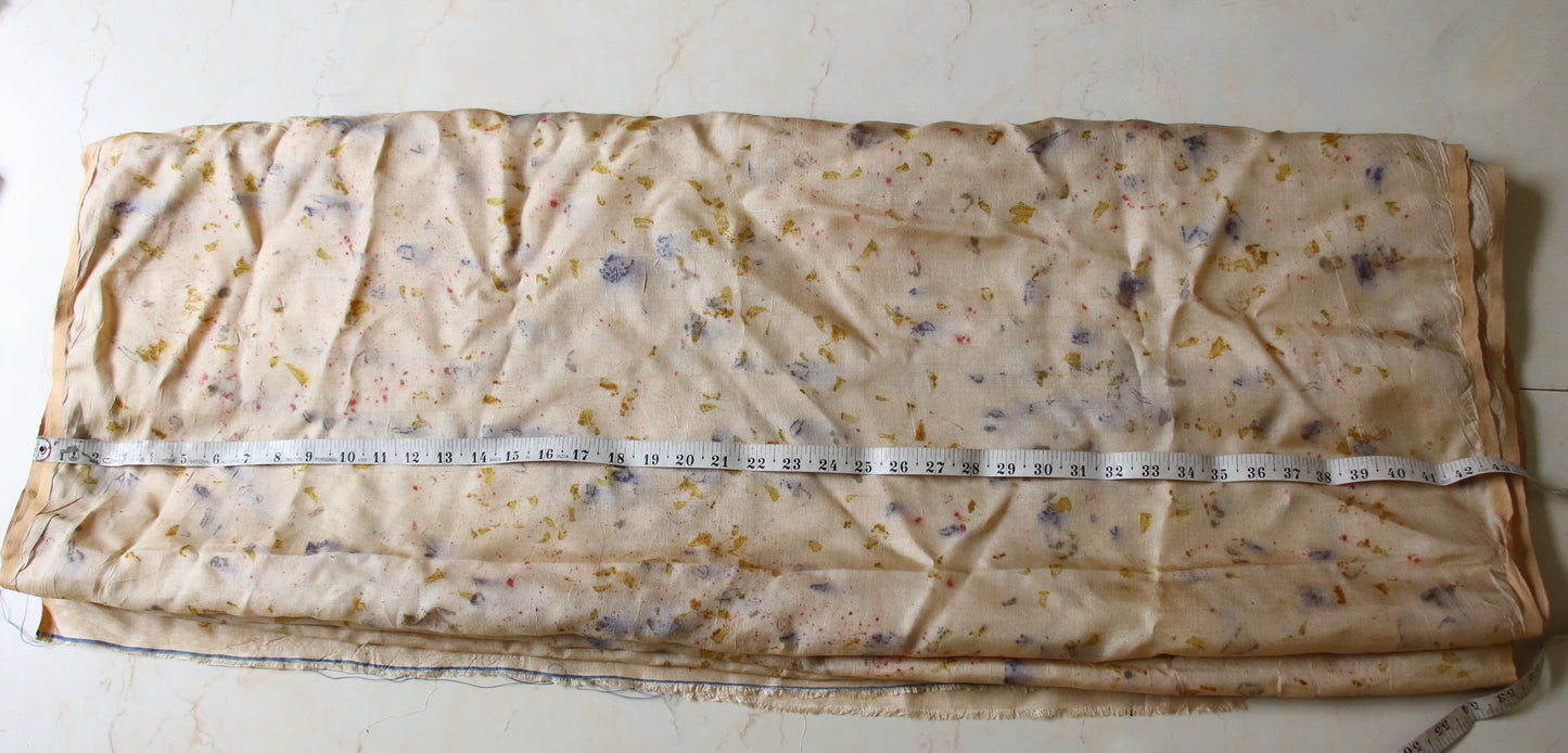 Eco Print Handwoven Hundred percent Tassar Silk fabric  - width 43"  3 Meters