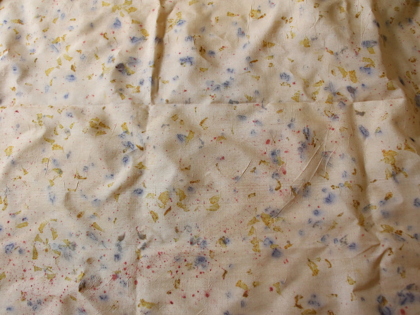 Eco Print Handwoven Hundred percent Tassar Silk fabric  - width 43"  3 Meters