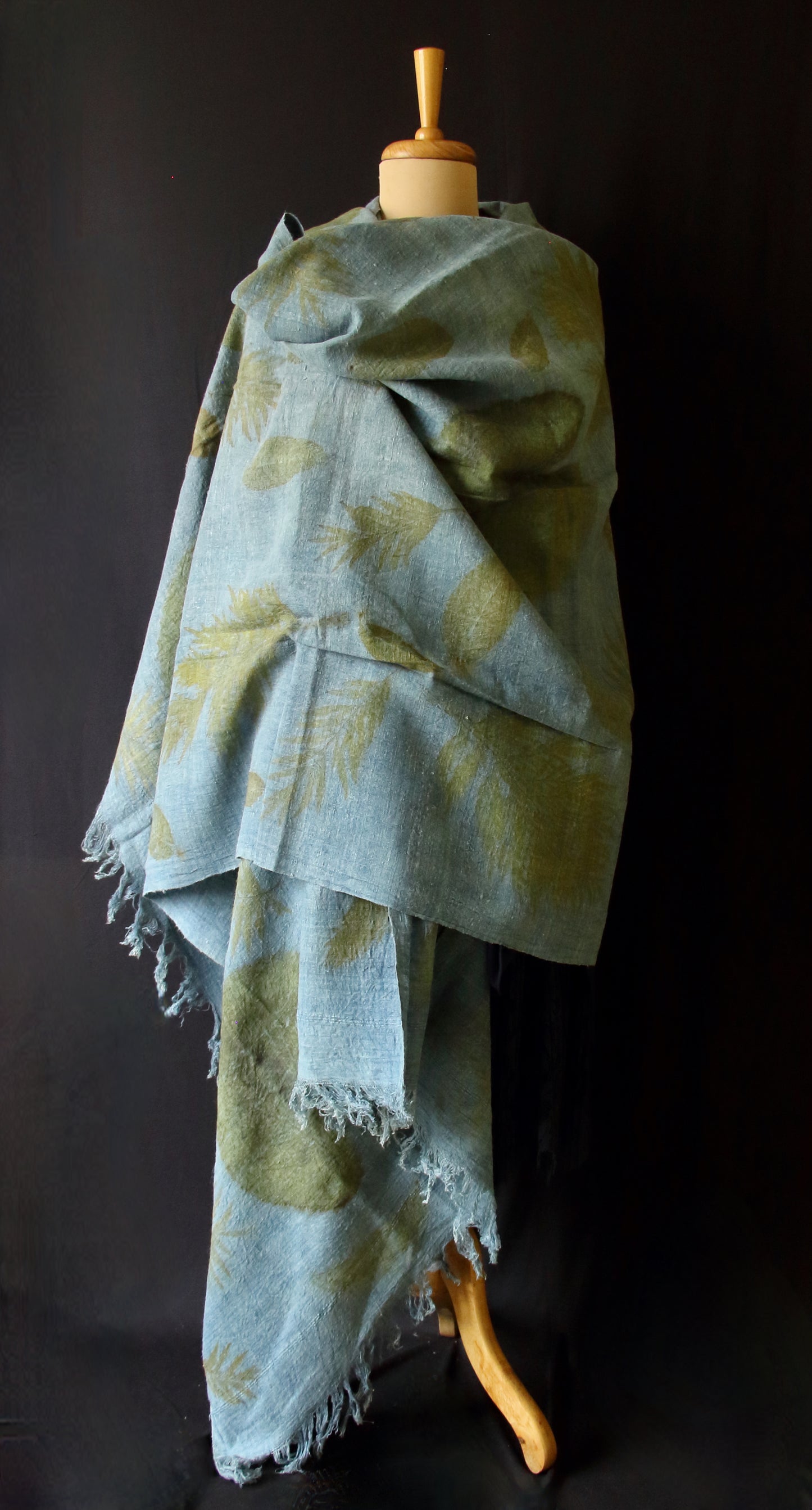 Indigo Eco Printed Handwoven Eri Silk Shawl from Assam