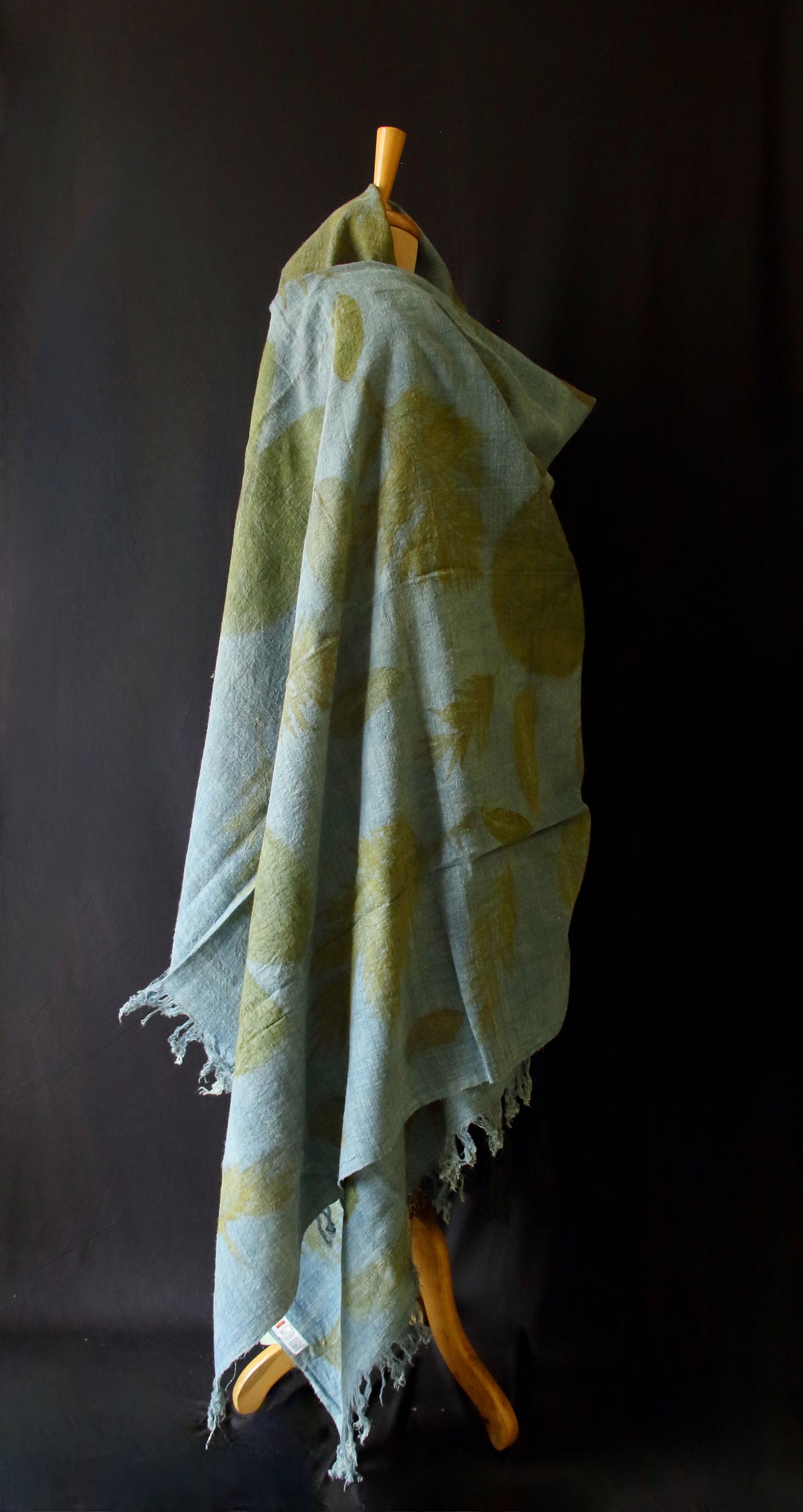 Indigo Eco Printed Handwoven Eri Silk Shawl from Assam