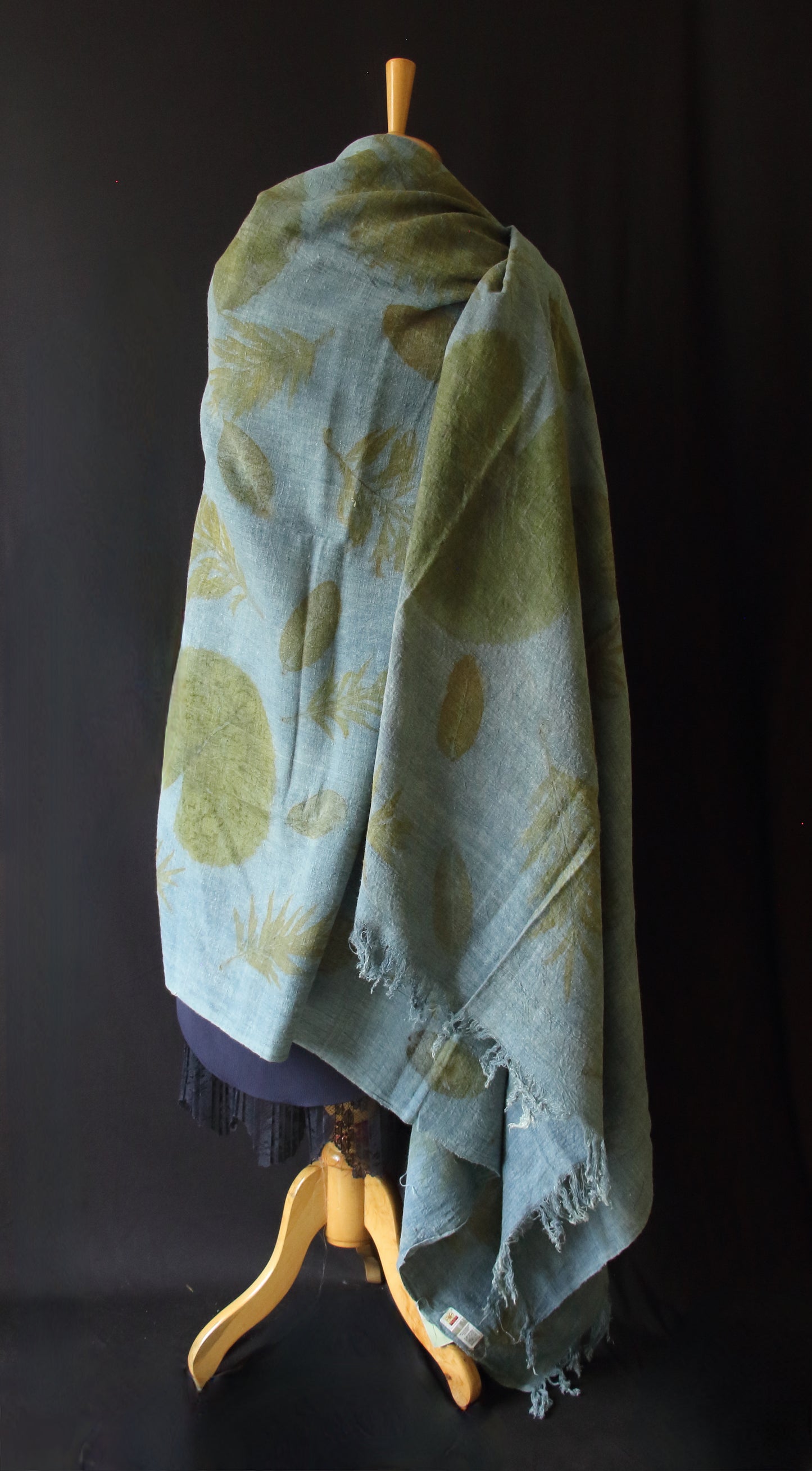 Indigo Eco Printed Handwoven Eri Silk Shawl from Assam