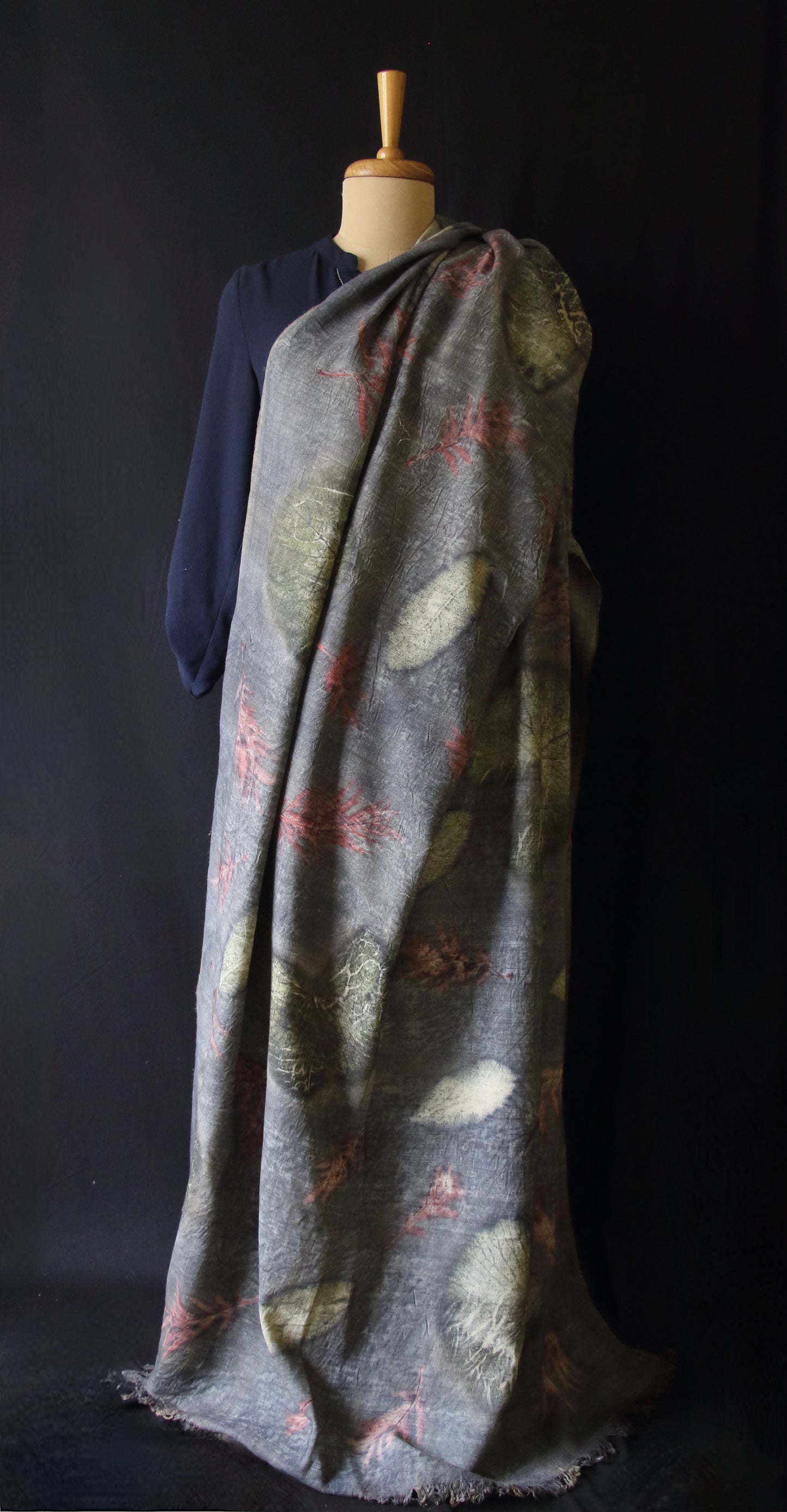 Grey Eco Printed Handwoven Eri Silk Shawl