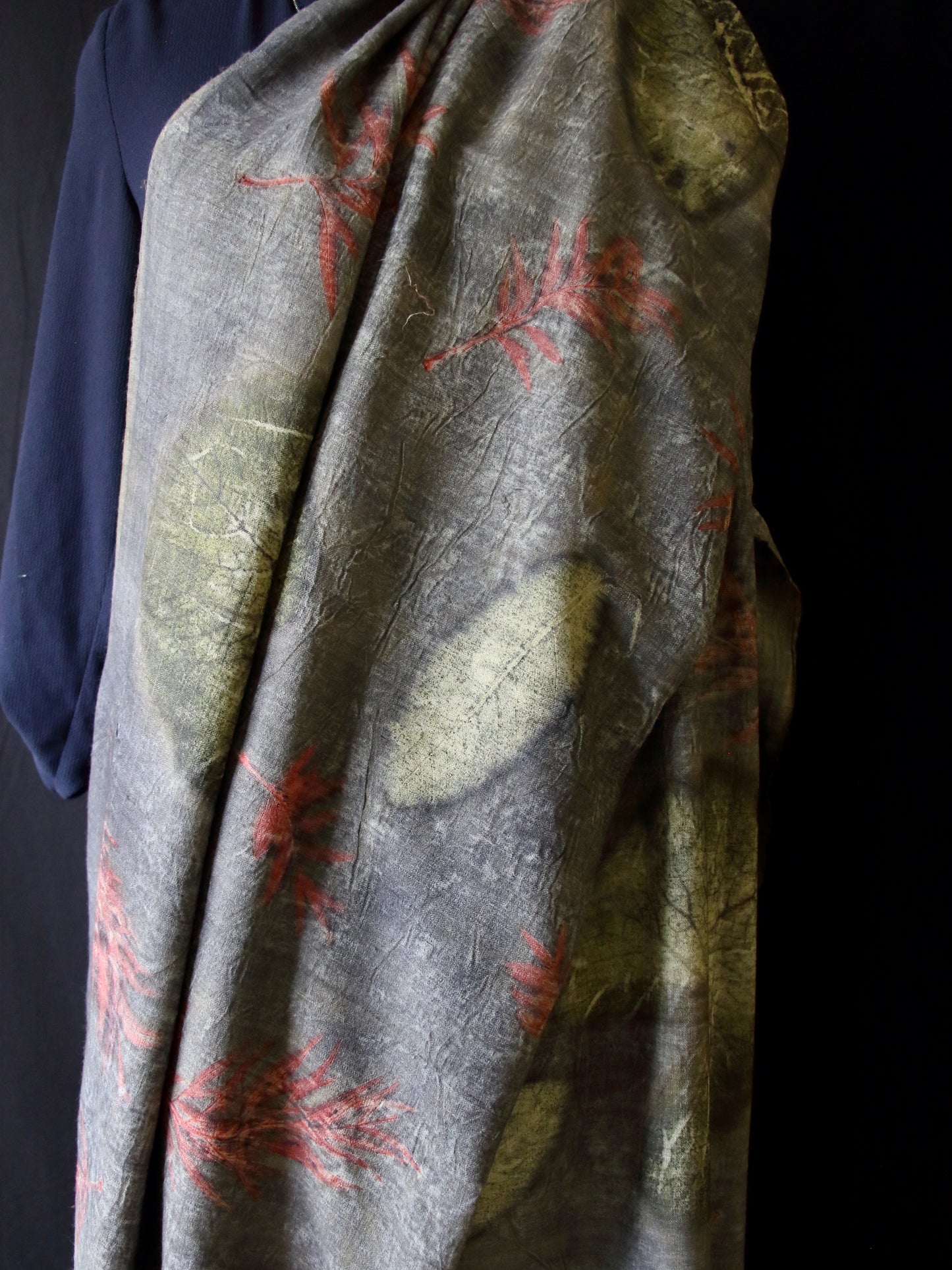 Grey Eco Printed Handwoven Eri Silk Shawl