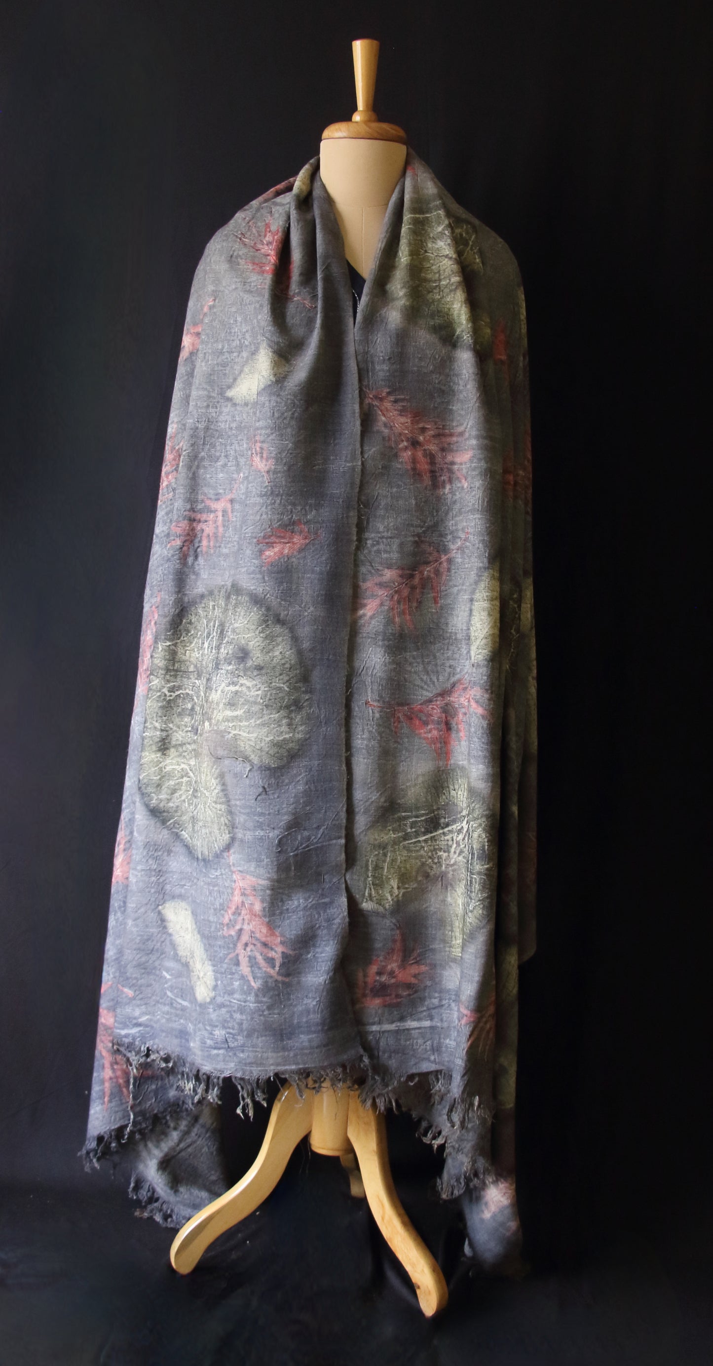 Grey Eco Printed Handwoven Eri Silk Shawl
