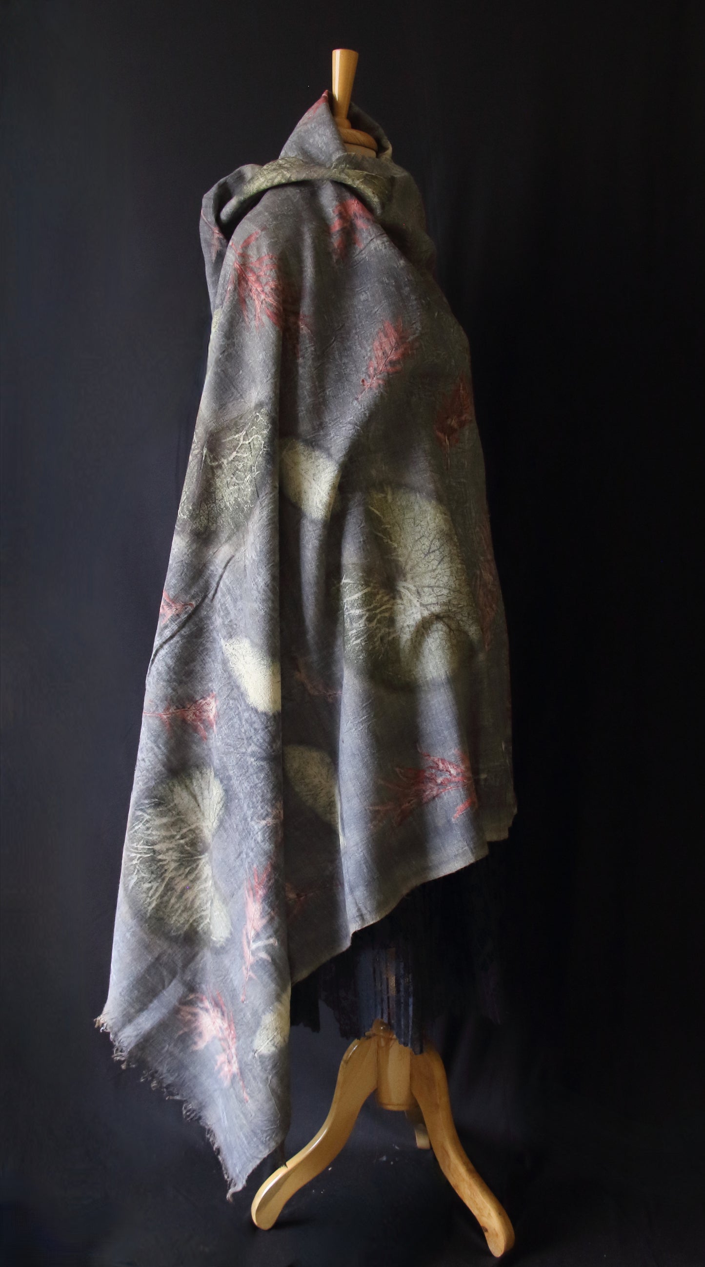 Grey Eco Printed Handwoven Eri Silk Shawl