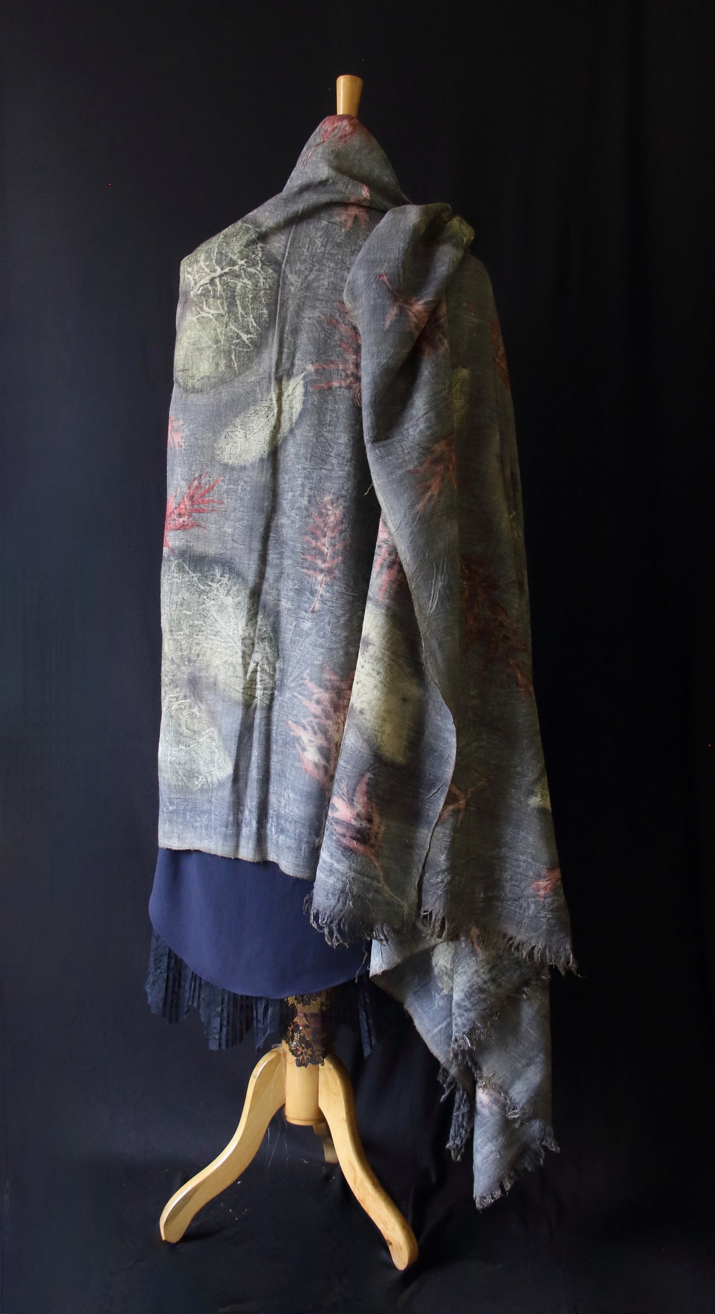 Grey Eco Printed Handwoven Eri Silk Shawl
