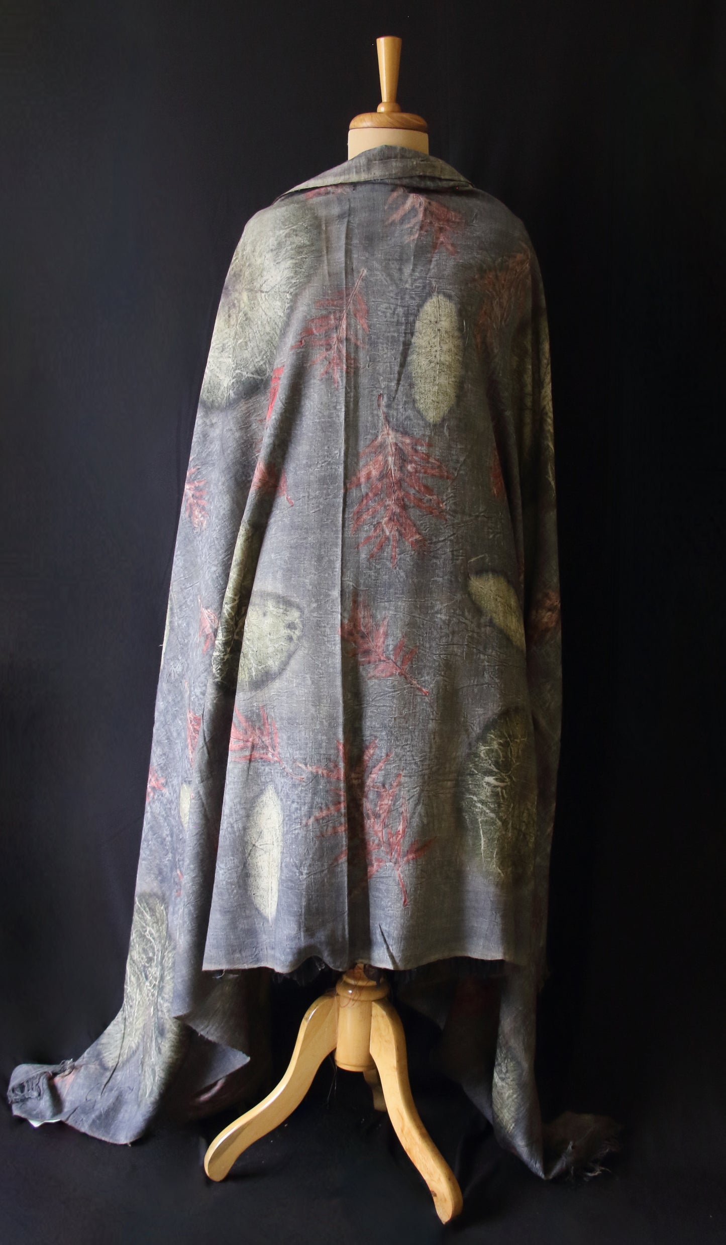 Grey Eco Printed Handwoven Eri Silk Shawl