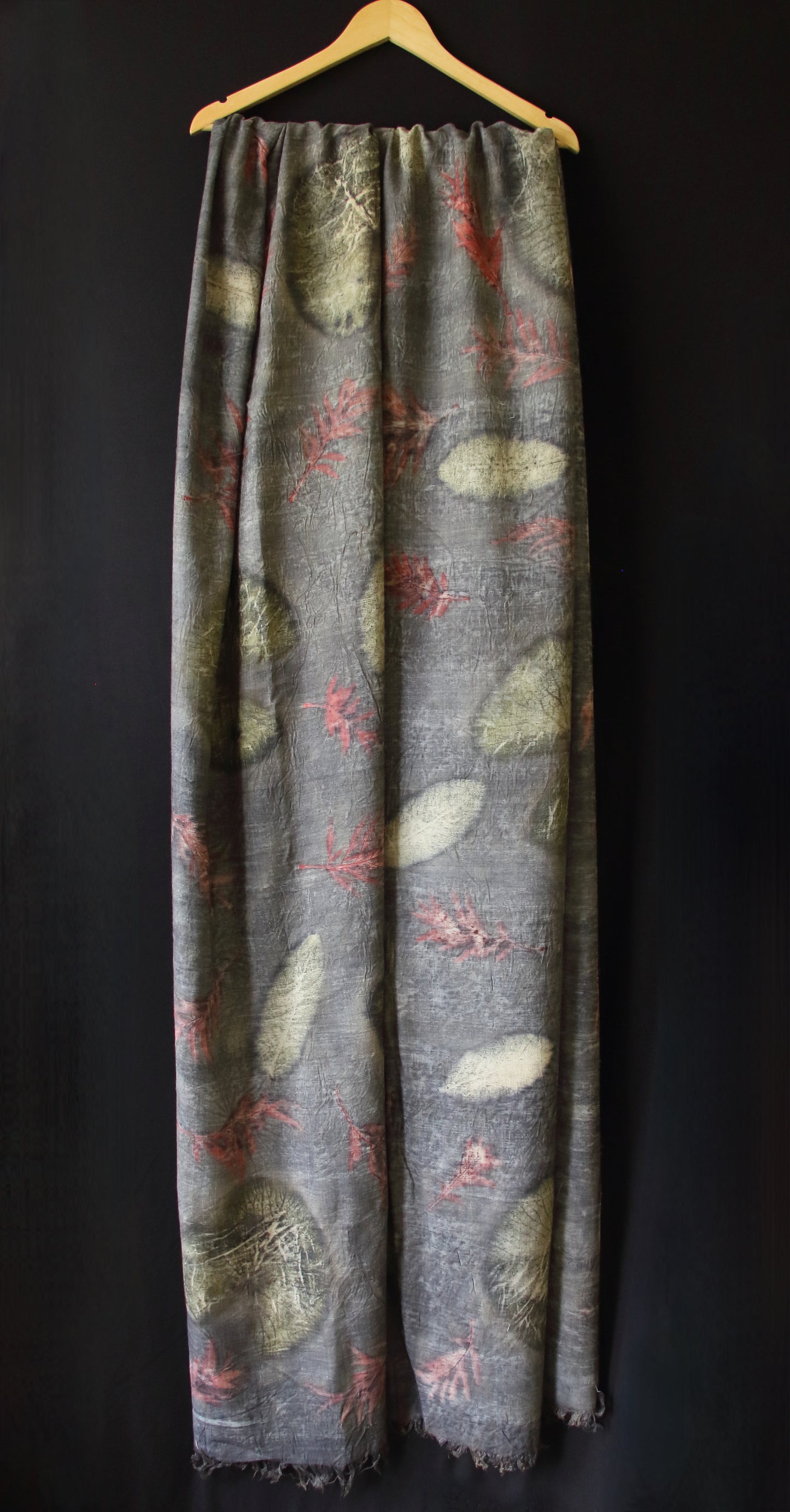 Grey Eco Printed Handwoven Eri Silk Shawl