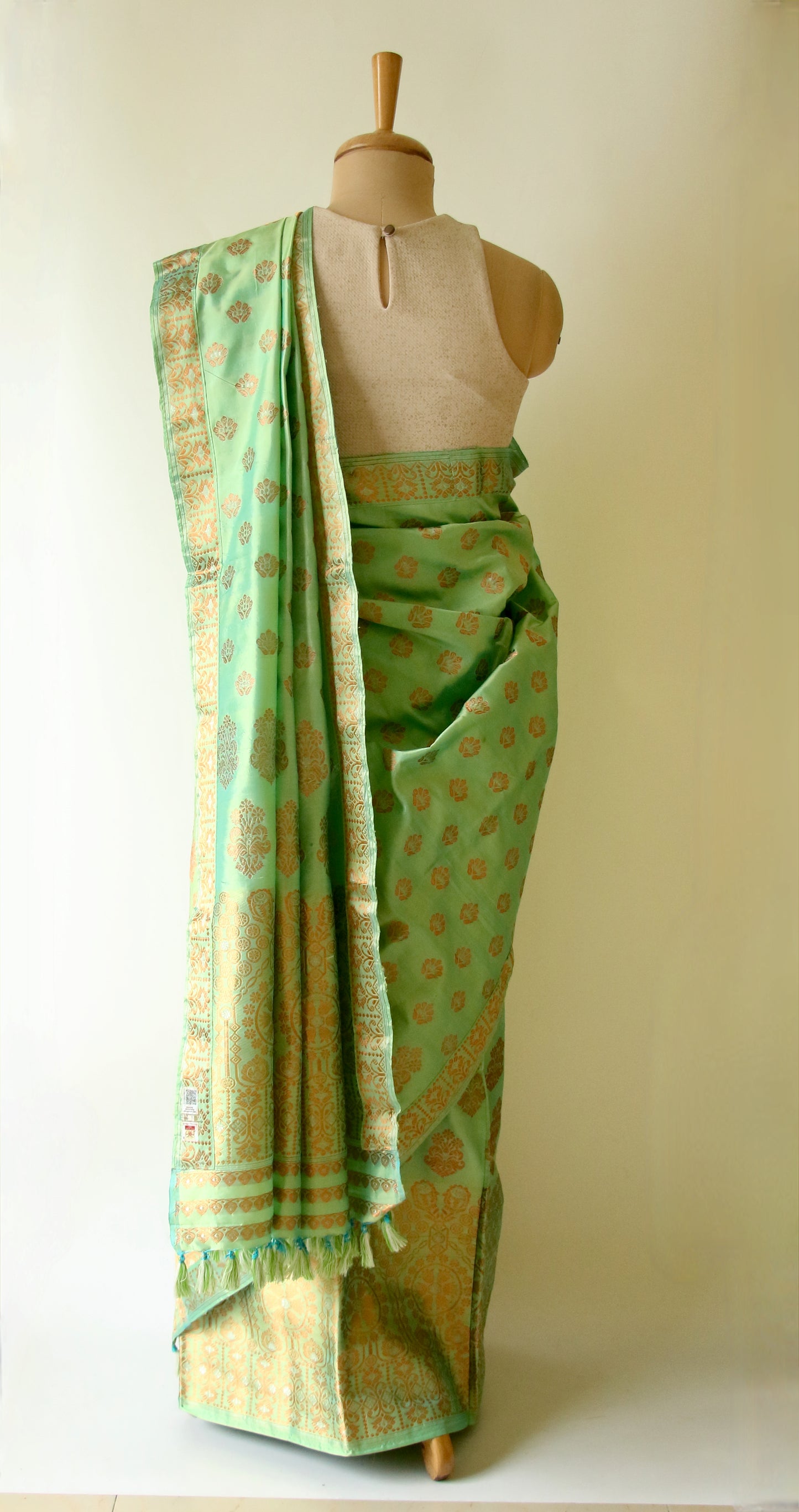 Dark Pista Green  Mulberry Silk Mekhla Chador Set