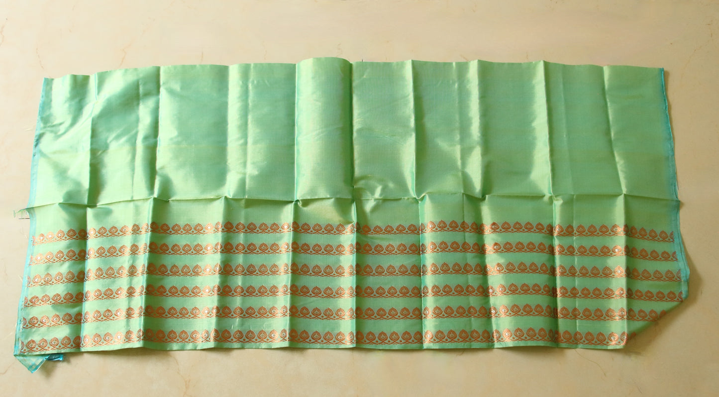 Dark Pista Green  Mulberry Silk Mekhla Chador Set