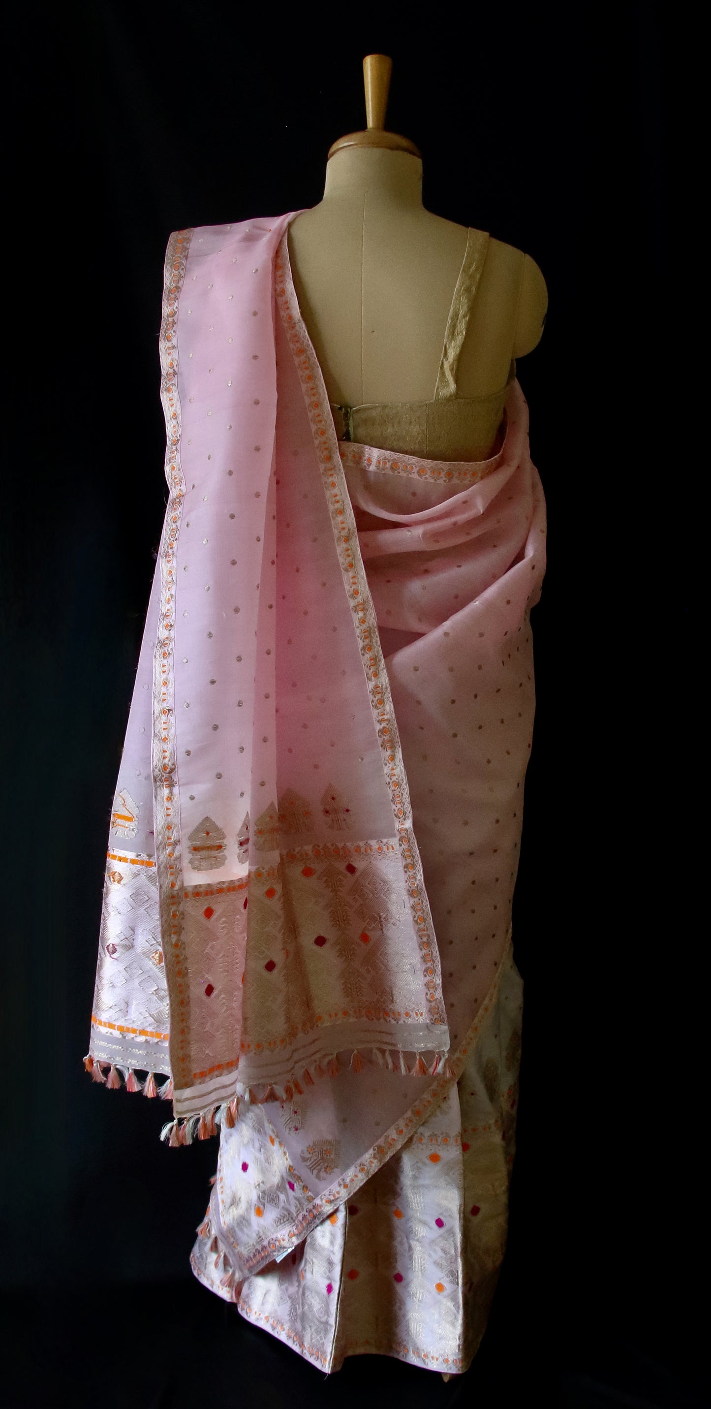Light Pink Mulberry Silk Mekhla Chador Set