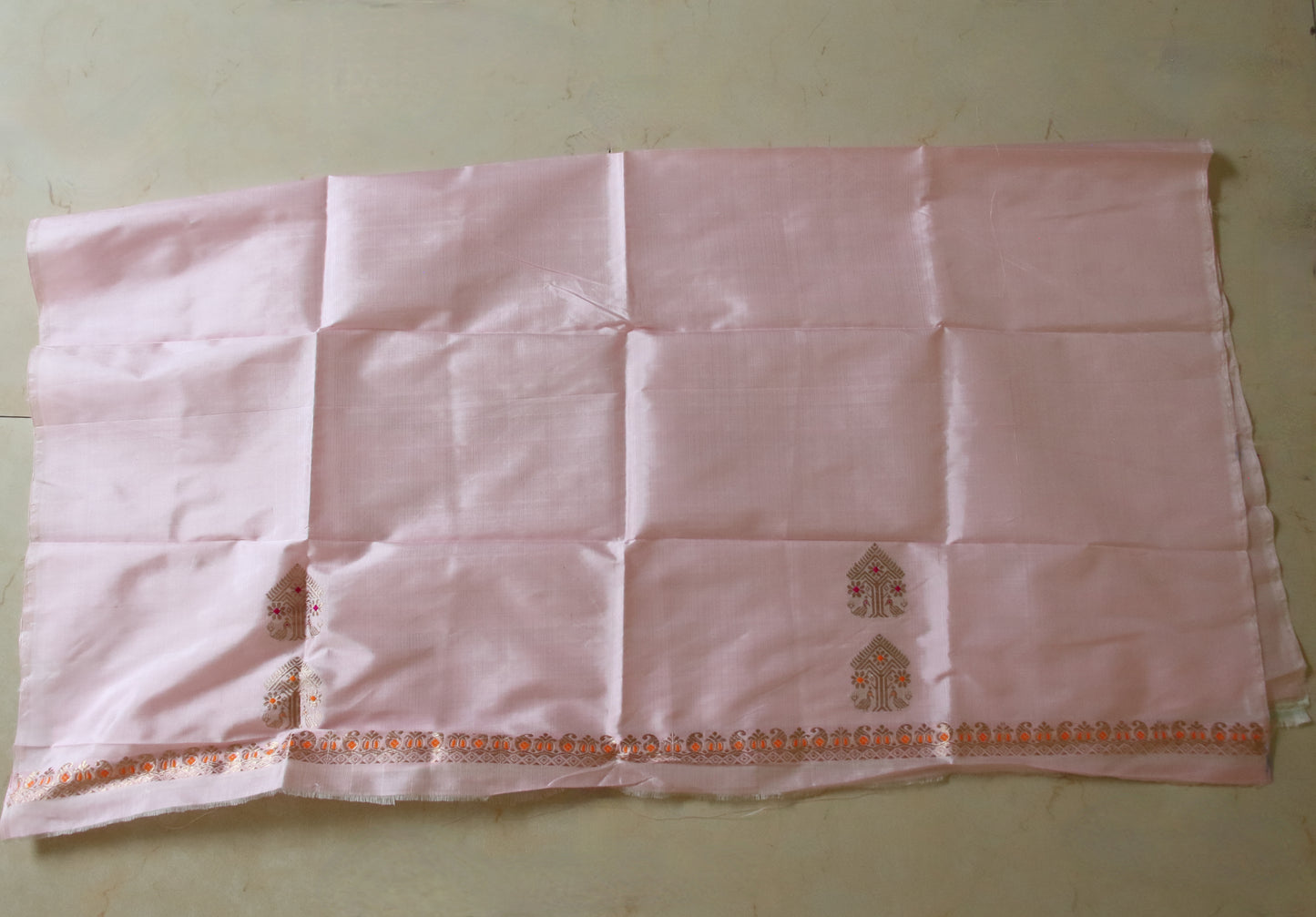 Light Pink Mulberry Silk Mekhla Chador Set