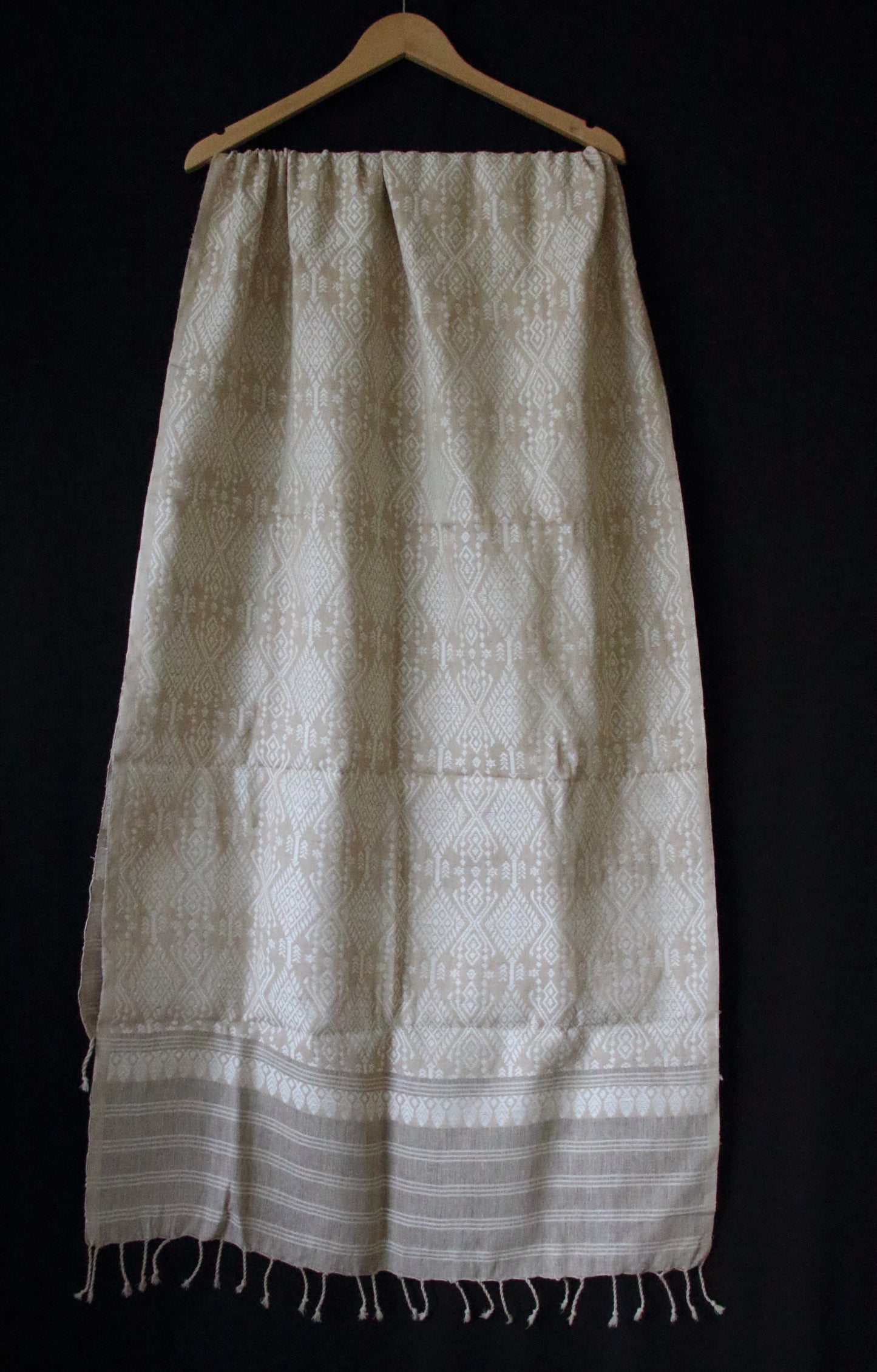 Eri Silk Handwoven Scarf / Small Size Shawl with all over motifs from Assam
