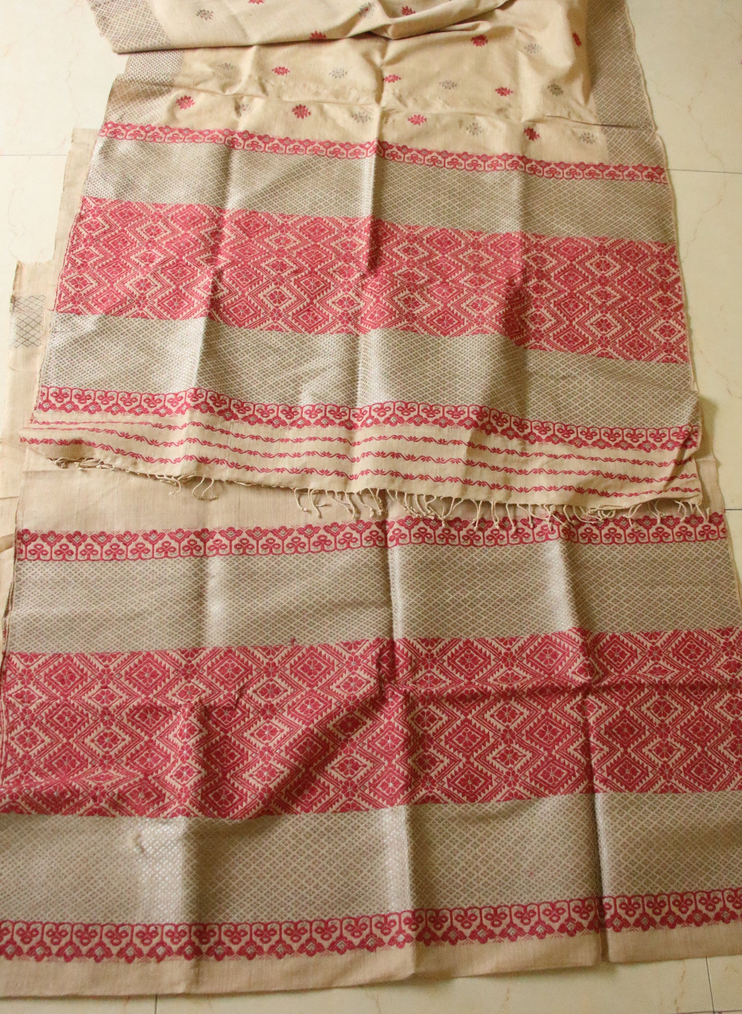 Natural Brown Eri Silk by Muga Silk Traditional Mekhela Chador Set from Assam