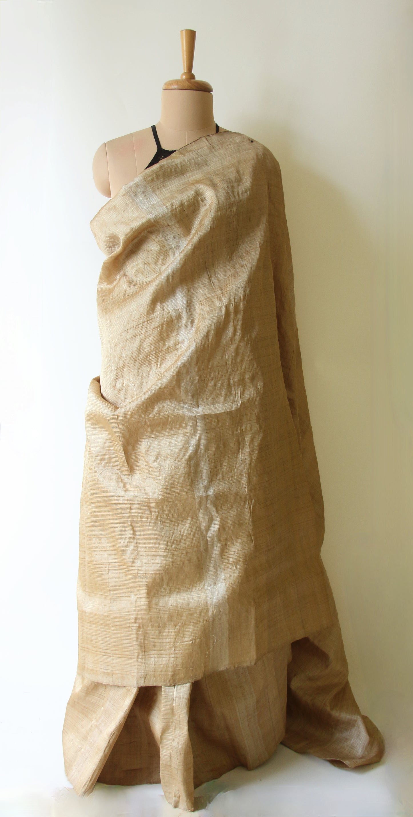Luxurious Golden Plain Muga Silk Saree from Assam