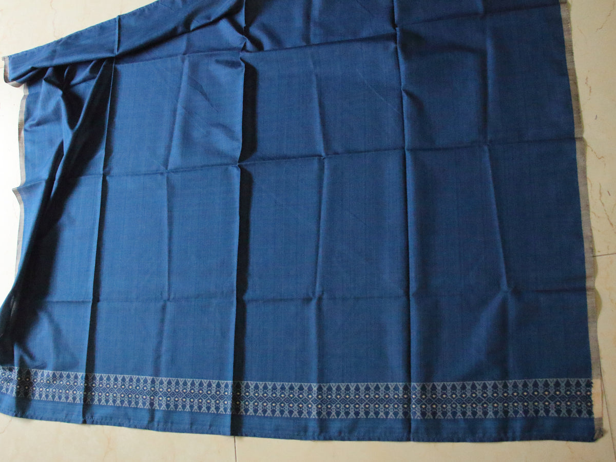 Natural Dyed Indigo Handloom Eri Silk Sari from Assam