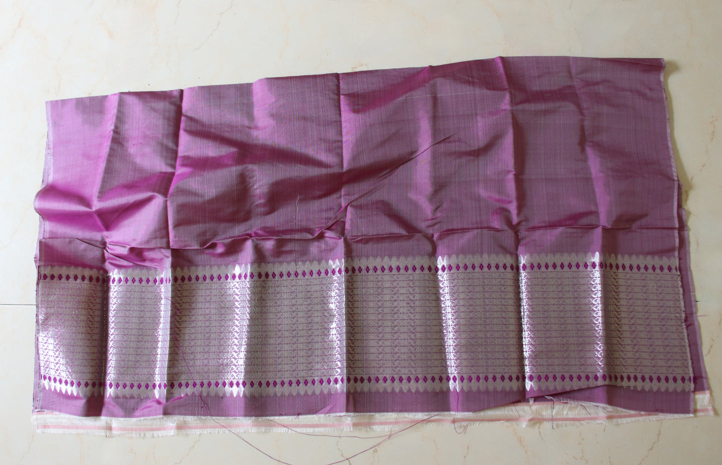 Purple Colour Mulberry Silk Mekhla Chador Set