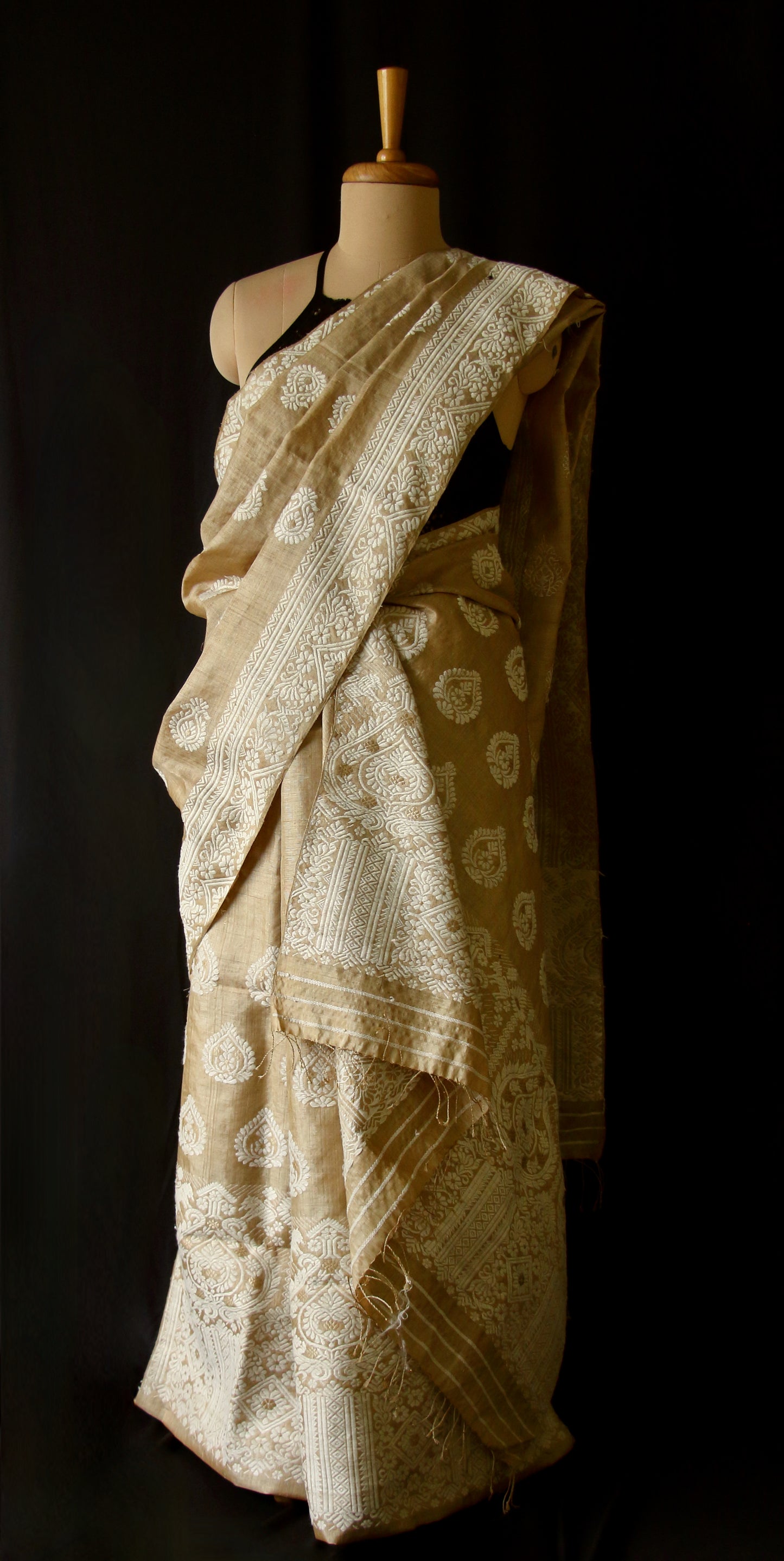 Authentic Muga Silk Traditional Design Mekhela Chador Set