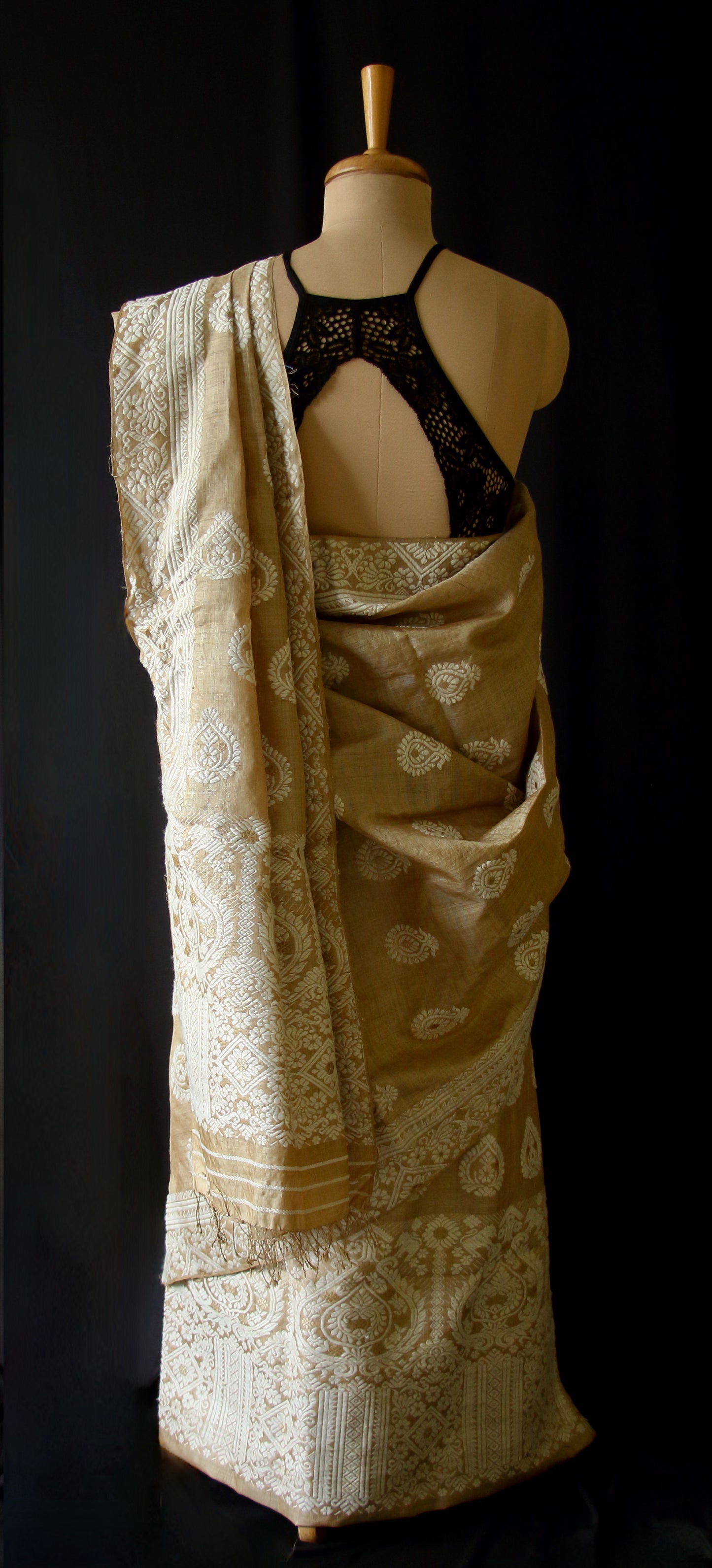 Authentic Muga Silk Traditional Design Mekhela Chador Set