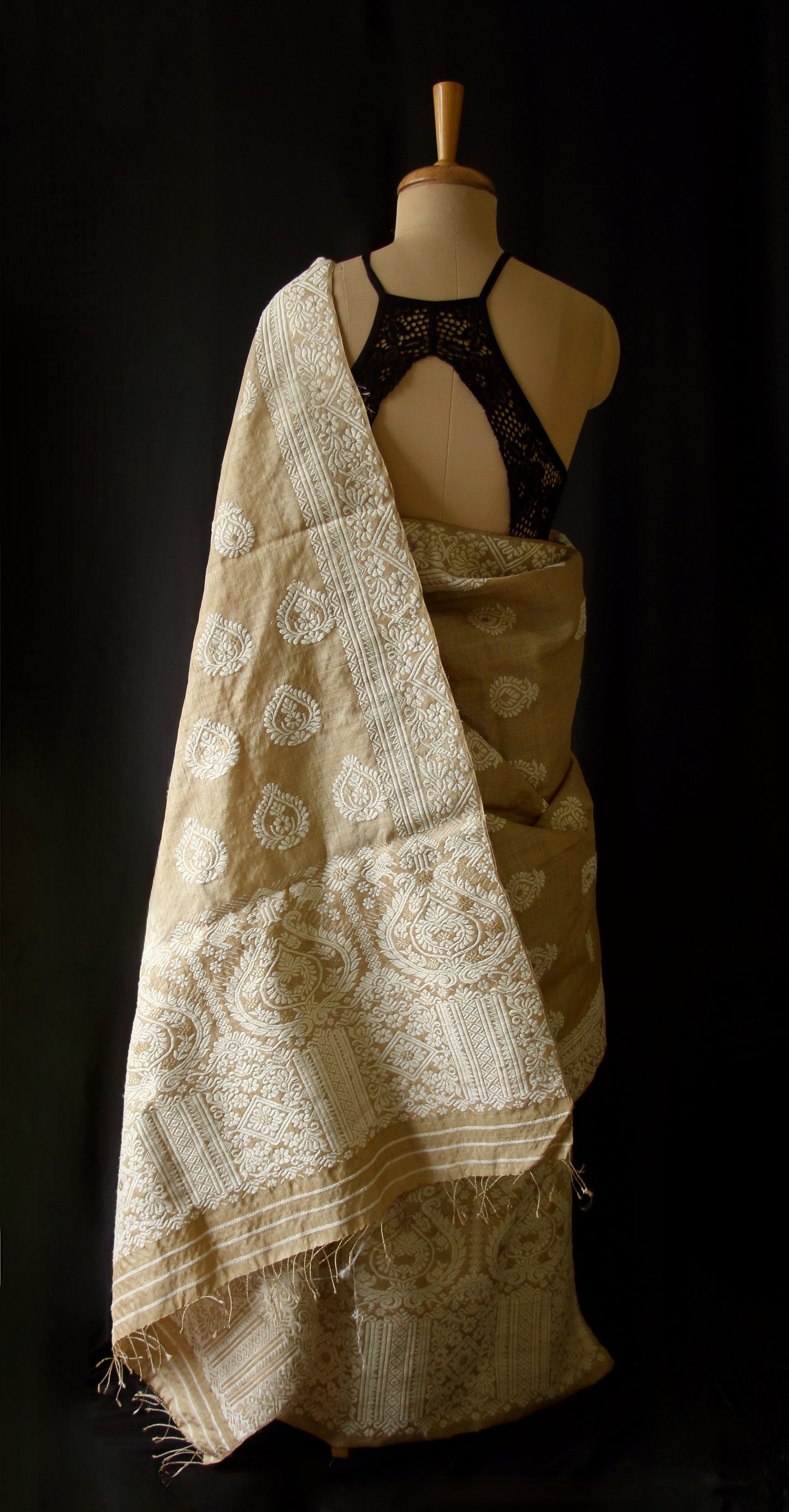 Authentic Muga Silk Traditional Design Mekhela Chador Set