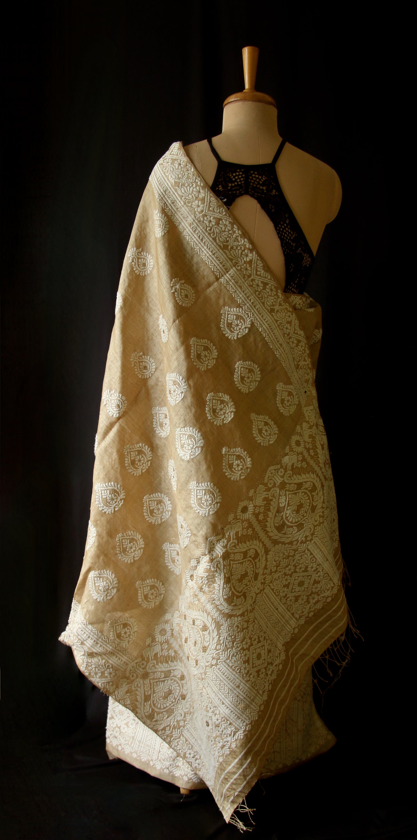 Authentic Muga Silk Traditional Design Mekhela Chador Set