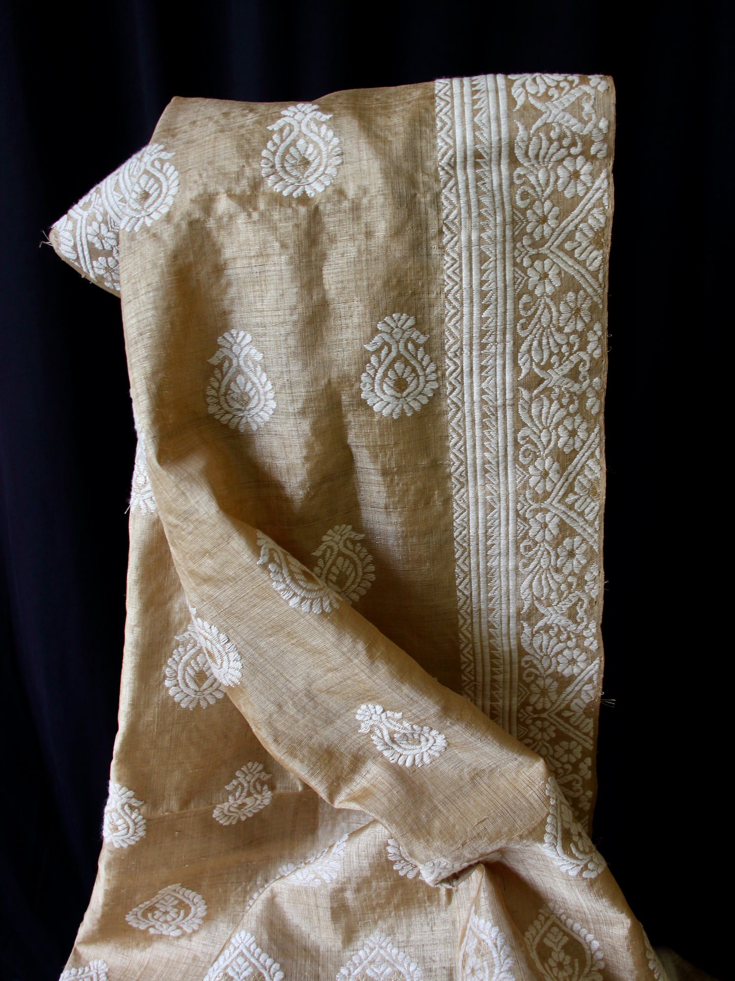 Authentic Muga Silk Traditional Design Mekhela Chador Set