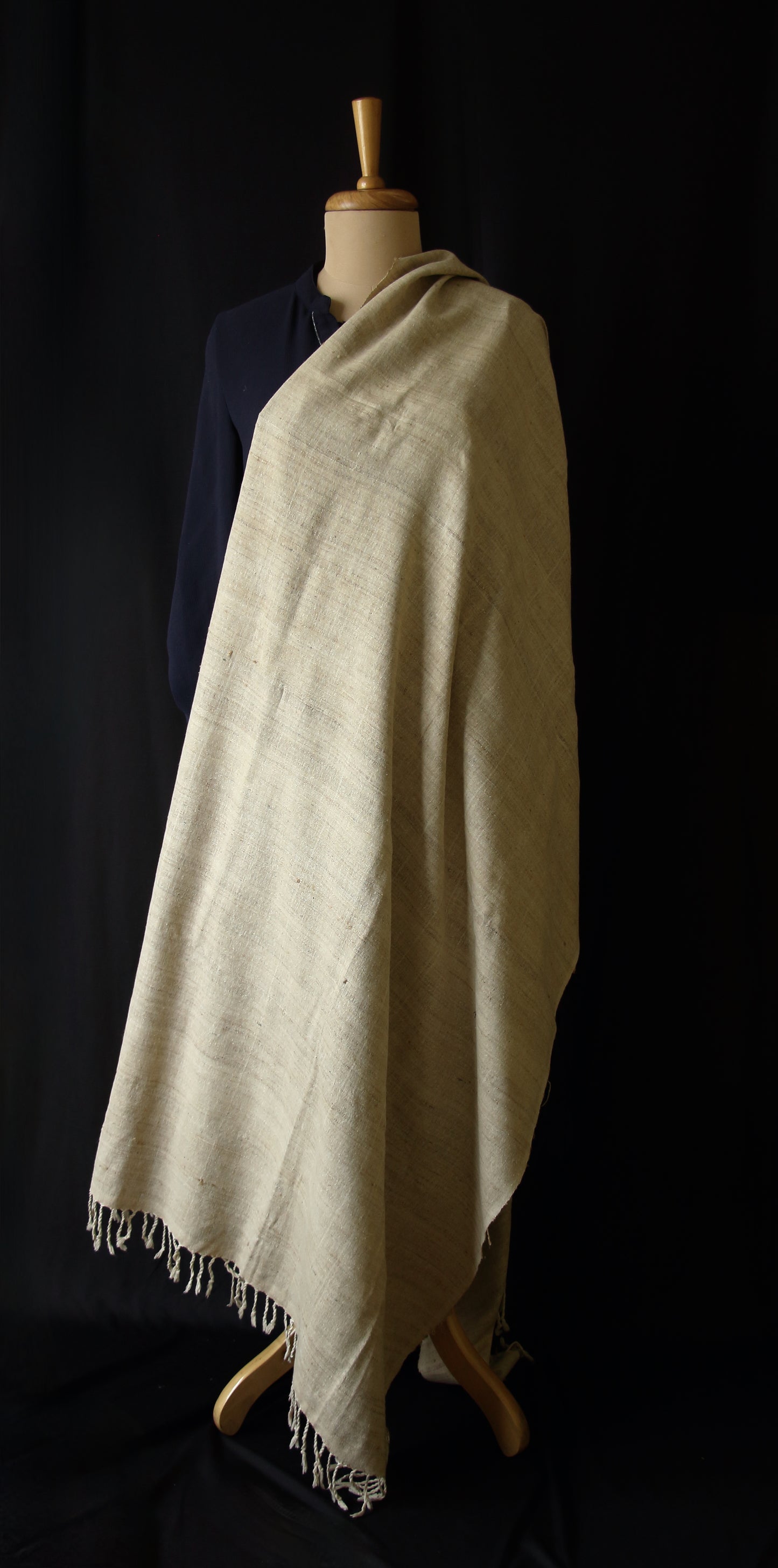 Handloom Natural coloured Hand Spun Eri Silk & Muga Ghicha Small Size Shawl