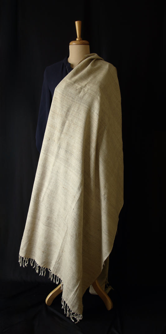 Handloom Natural coloured Hand Spun Eri Silk & Muga Ghicha Small Size Shawl