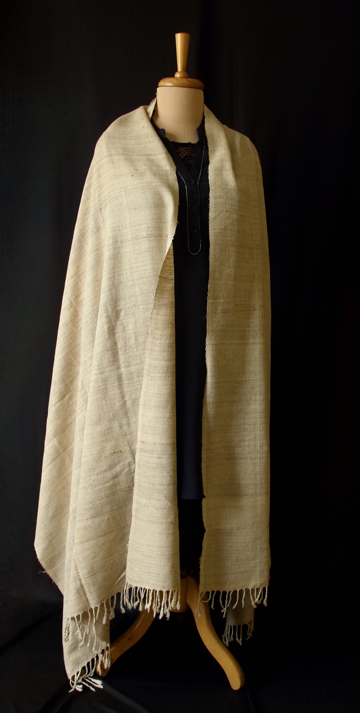 Handloom Natural coloured Hand Spun Eri Silk & Muga Ghicha Small Size Shawl